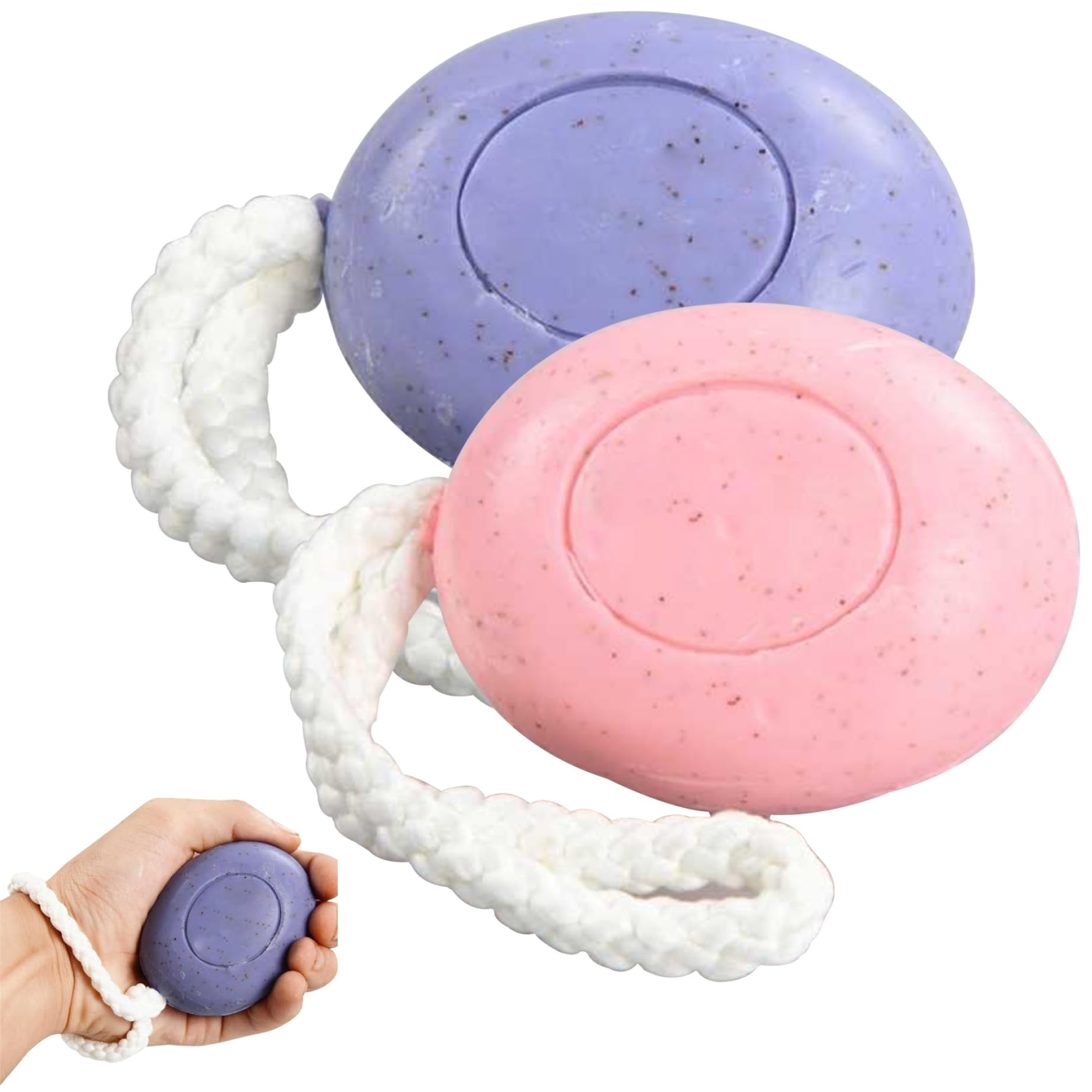 2-Pack Natural Fragrance Soap on a Rope - 150g Moisturizing Face & Hand Soap with Oil Control & Exfoliating Benefits for Men & Women - Perfect for Shower, Bath & Travel