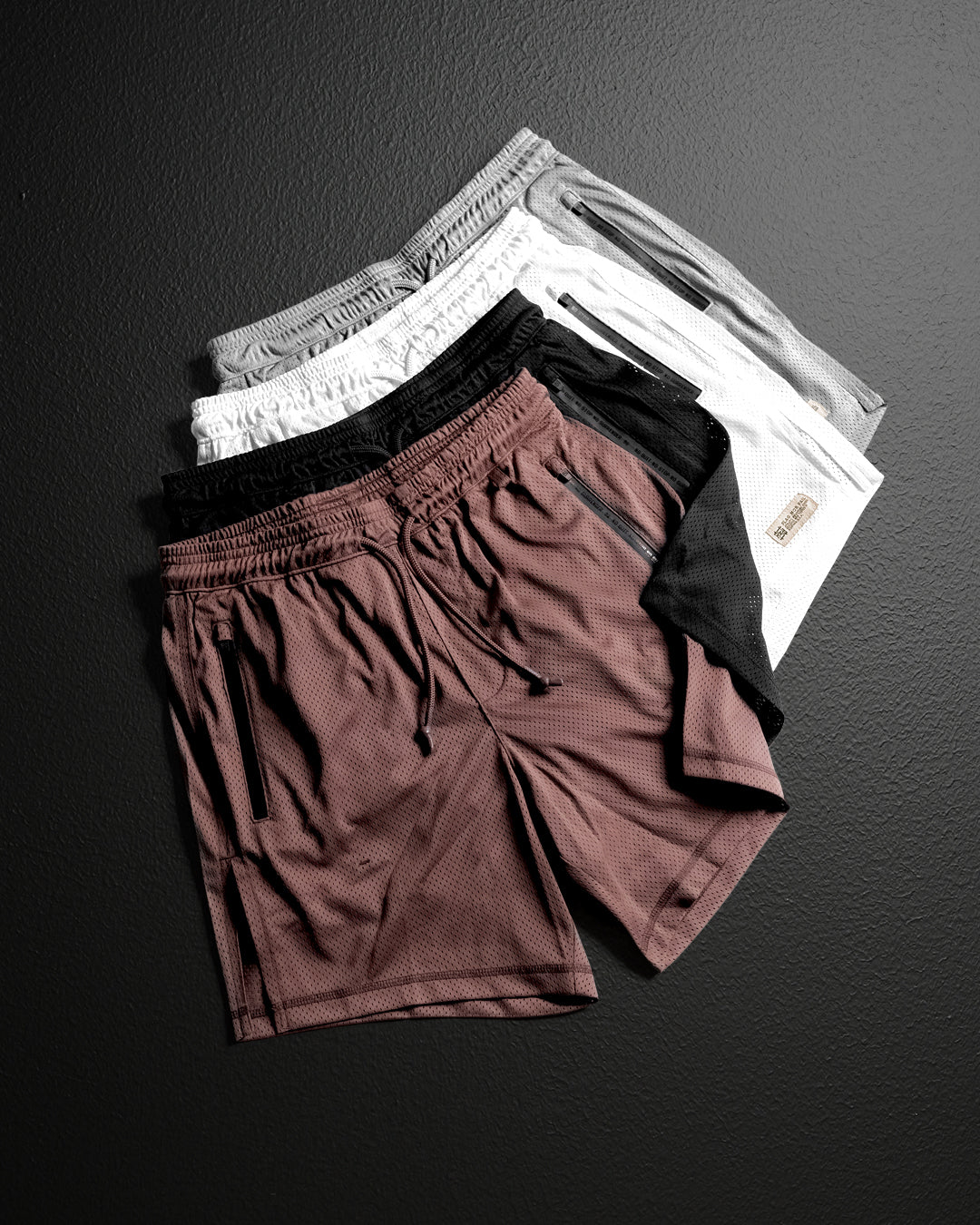 Men's Momentum Patch Mesh Shorts - Breathable & Comfortable Athletic Shorts for Running, Gym & Outdoor Activities - Earth Tone