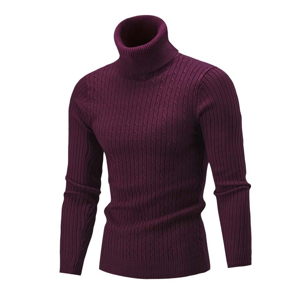 Premium Men's Slim Fit Winter Knit Turtleneck Sweater - Warm High Neck Pullover Jumper for Cold Weather - Ideal for Office, Casual Outings & Holiday Gatherings