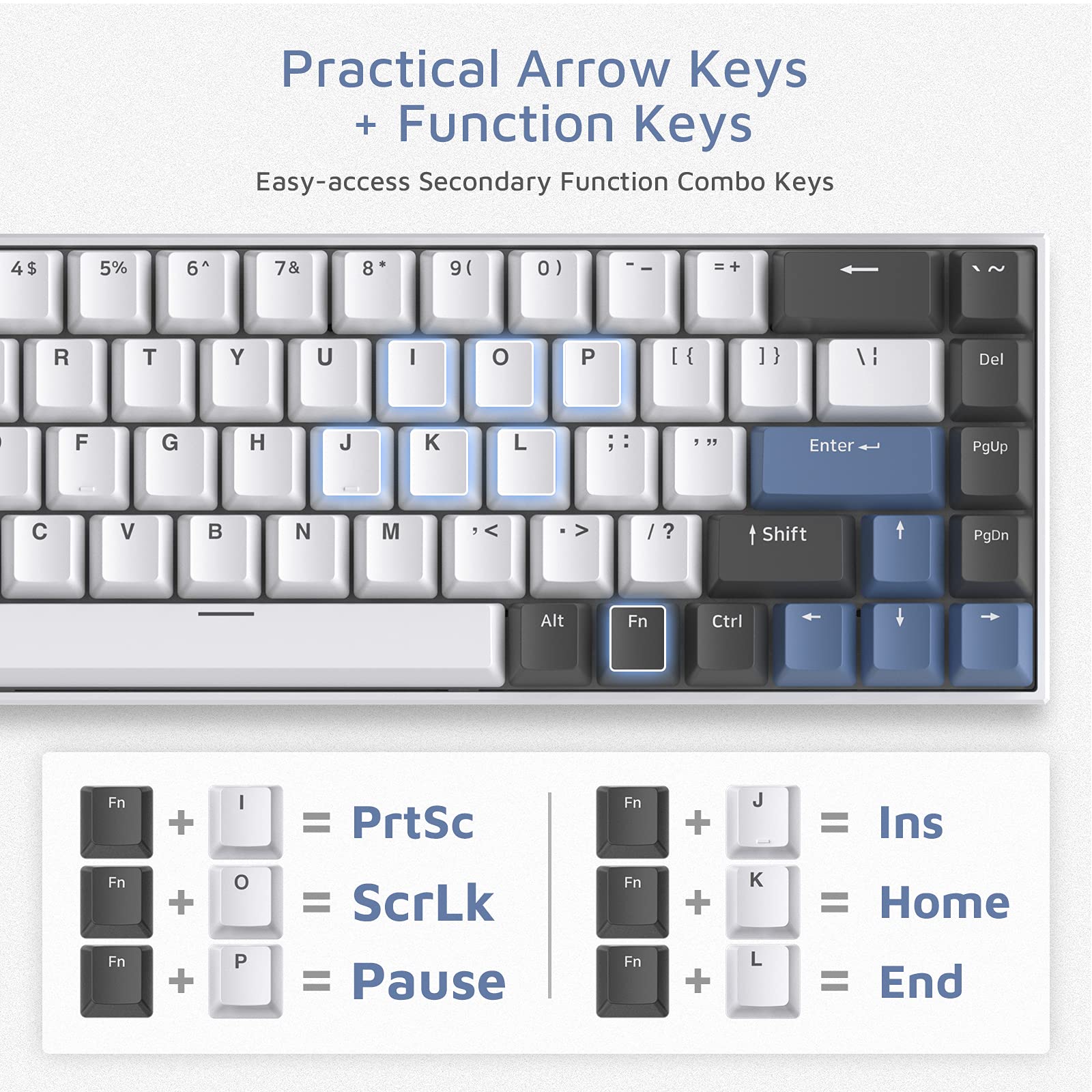 F12 65% Wireless Mechanical Keyboard - 68 Keys RGB, BT 5.0/2.4Ghz, Kailh Red Switch for Gaming & Office Work