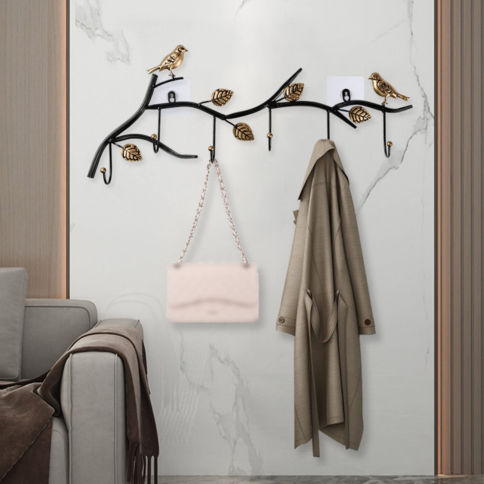 Wall Mounted Entryway Key Holder & Coat Hook Rail - Modern Decorative Bathroom Towel Rack, Garment Storage Organizer for Hats, Scarves & Clothing - Perfect for Hallway, Bedroom & Kitchen Organization
