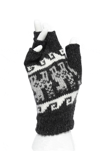 Alpaca Wool Fingerless Gloves for Women - Soft & Warm Inca Pattern Knitted Mittens - Perfect for Typing, Driving & Outdoor Activities in Cold Weather