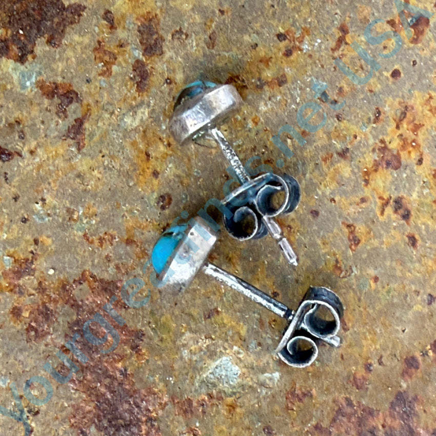 Tiny Sterling Silver & Turquoise Pierced Post Stud Earrings for Women - Dainty Southwest Style Jewelry for Everyday Wear & Special Occasions