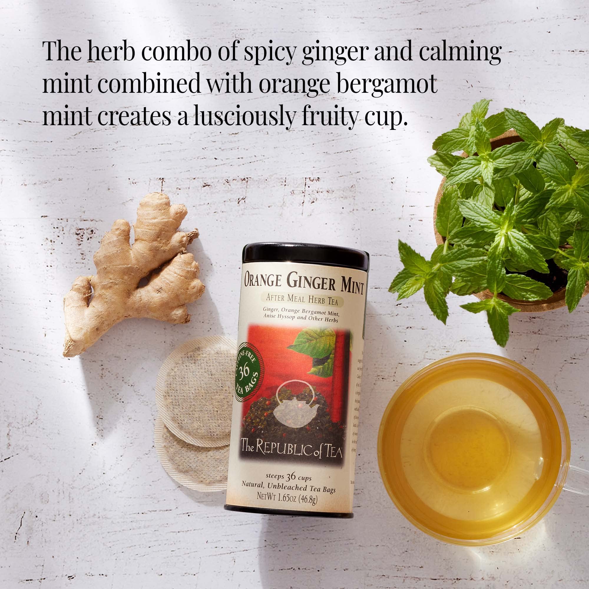 The Republic of Tea Orange Ginger Mint Herbal Tea - Caffeine-Free, 250 Tea Bags | Refreshing & Soothing Blend for Relaxation, After-Meal Digestive Aid & Cold Relief