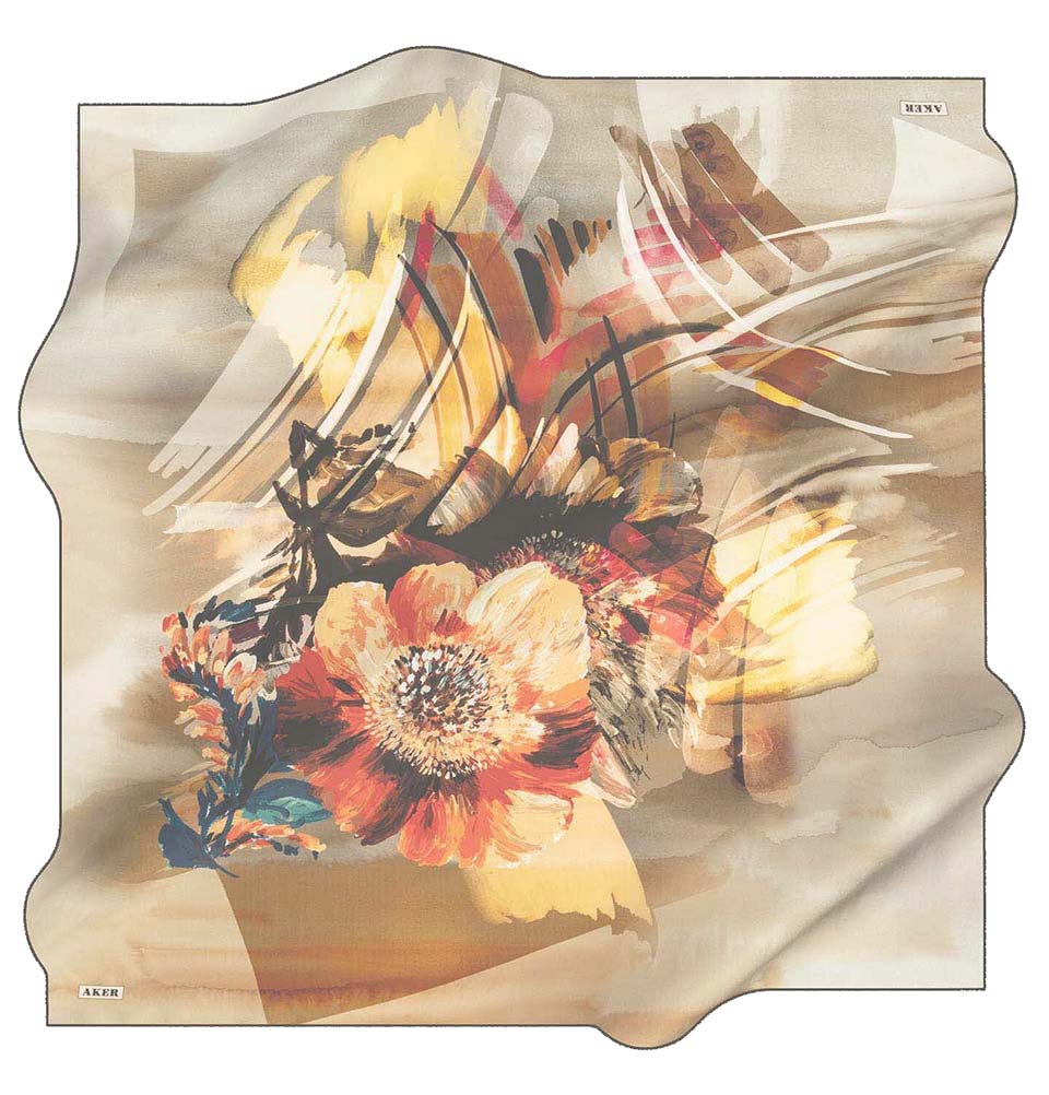 Aker Silk Cotton Patterned Square Scarf #8086 411 - Lightweight Fashion Accessory for Women, Perfect for Office, Travel and Gift Giving