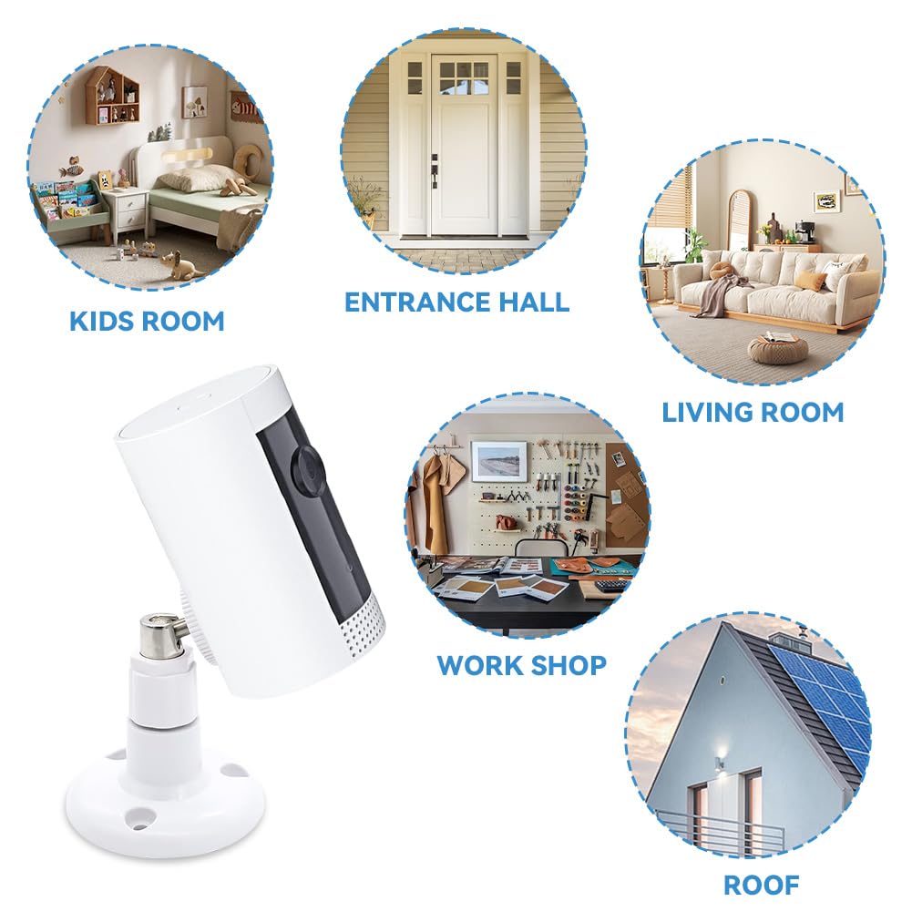 2-Pack Adjustable Wall Mount Bracket for Ring HD Security Camera & Stick Up Cam - 360° Swivel, No Drill Installation, Indoor/Outdoor Use - Perfect for Home Security, Garage Monitoring & Front Door Surveillance