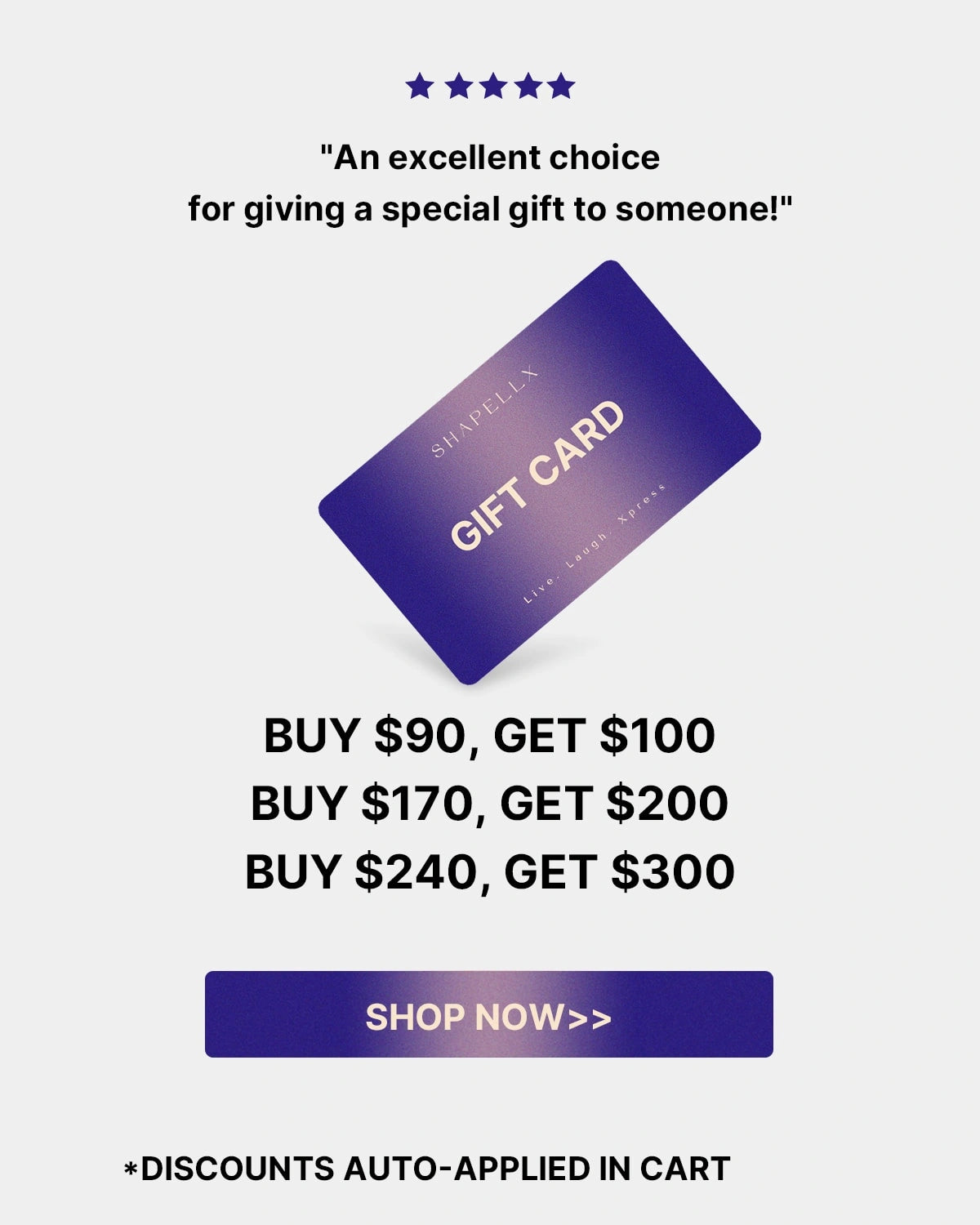 Shapellx E Gift Card - Perfect for Birthdays, Holidays & Special Occasions | Digital Gift Card for Online Shopping