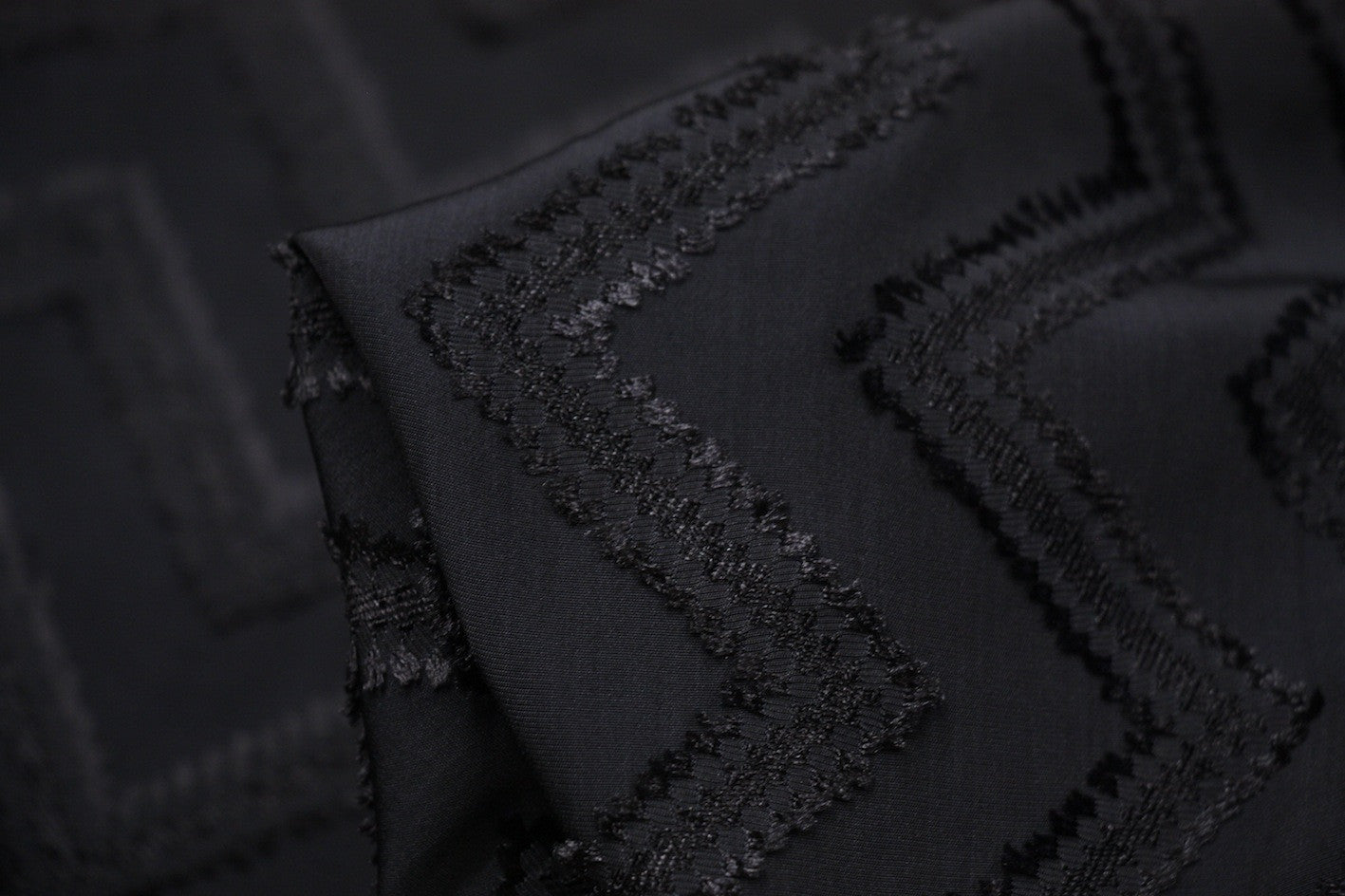 Black Chevron Jacquard Fabric - Stylish and Durable Upholstery Material for Home Decor, Curtains, and DIY Projects