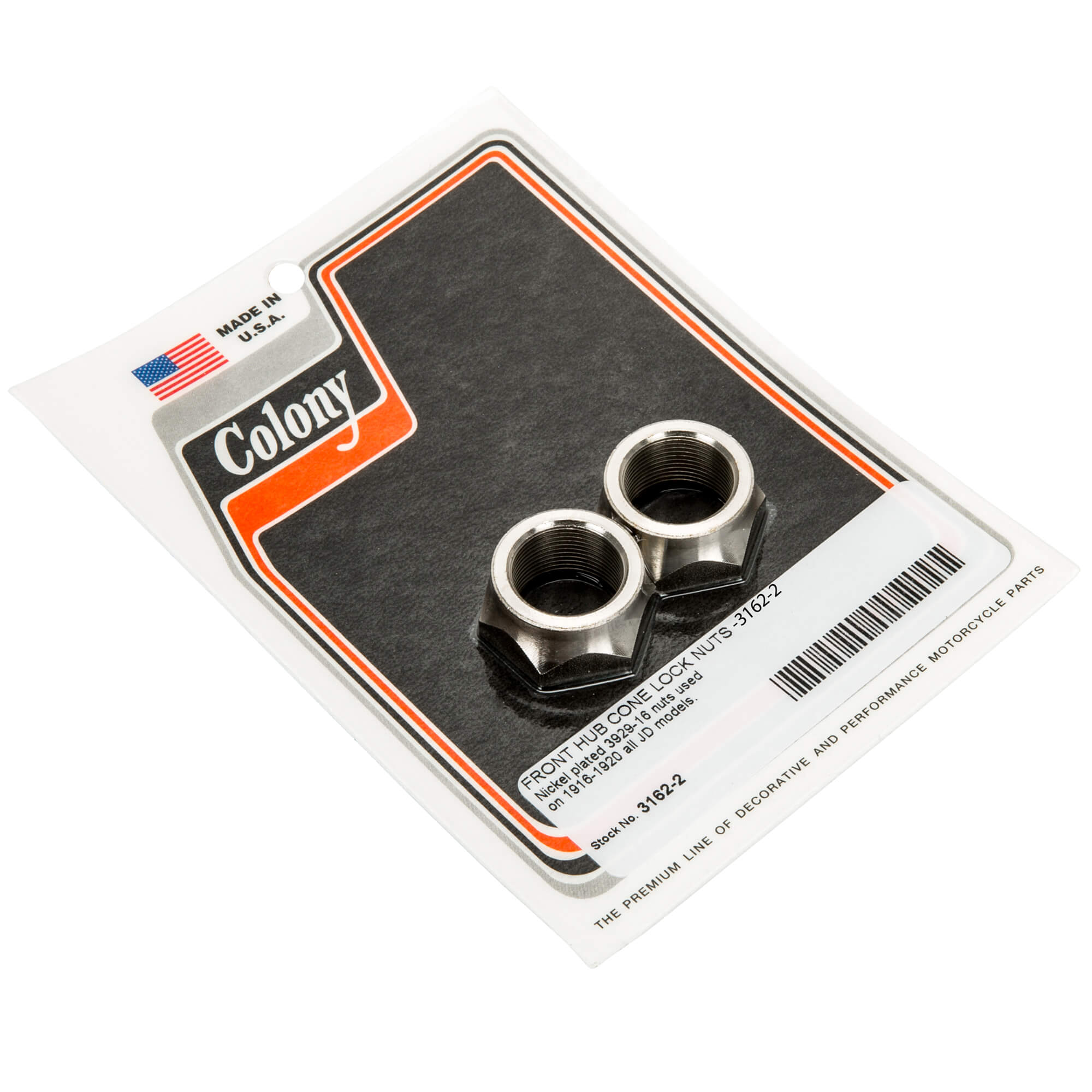 Vintage 1916-1920 Harley Davidson JD Front Hub Cone Lock Nuts Set of 2 - Nickel Plated Replacement Parts for Motorcycle Restoration & Maintenance