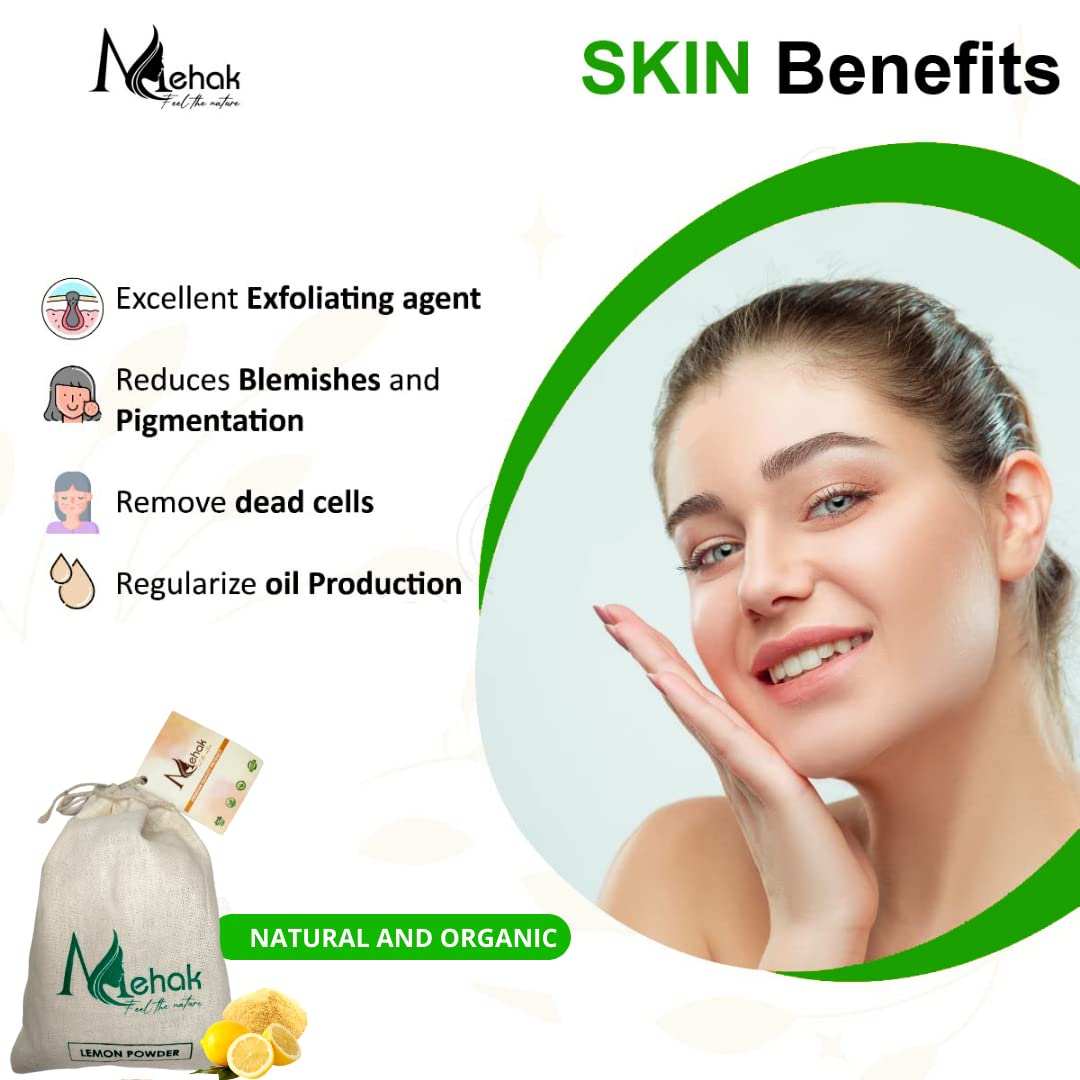 Organic Lemon Peel Powder for Skin & Hair Care - 200g | Brightening Face Pack & Scalp Treatment | Natural Exfoliator for Glowing Skin & Healthy Hair | Vegan & Chemical-Free
