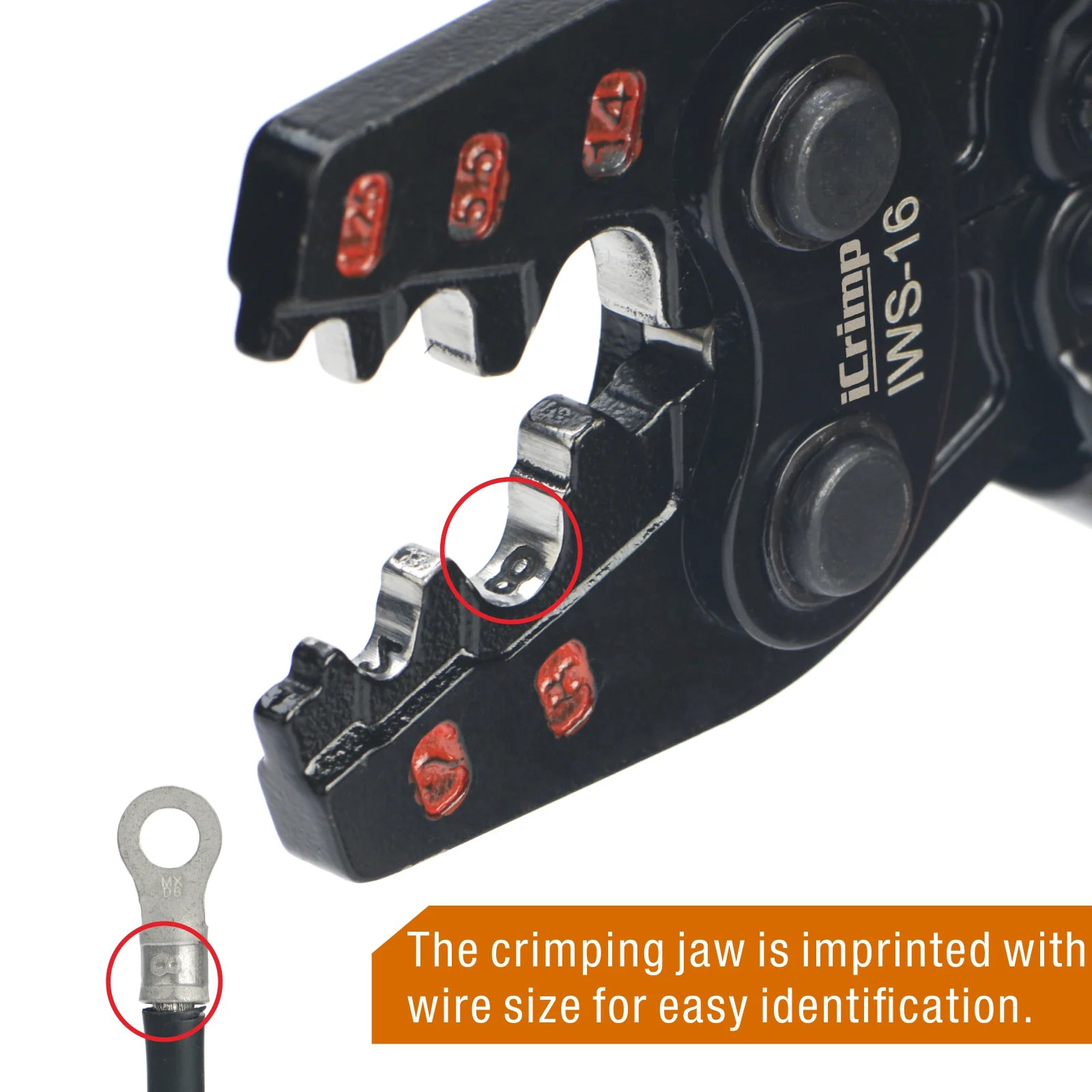 IWS 16 Non-Insulated Terminal Crimping Tool - Ratchet Wire Crimper for AWG22-6 Copper Butt Connectors & Splice Wires | Professional Electrical Tool for Automotive, Marine & Home Wiring Projects
