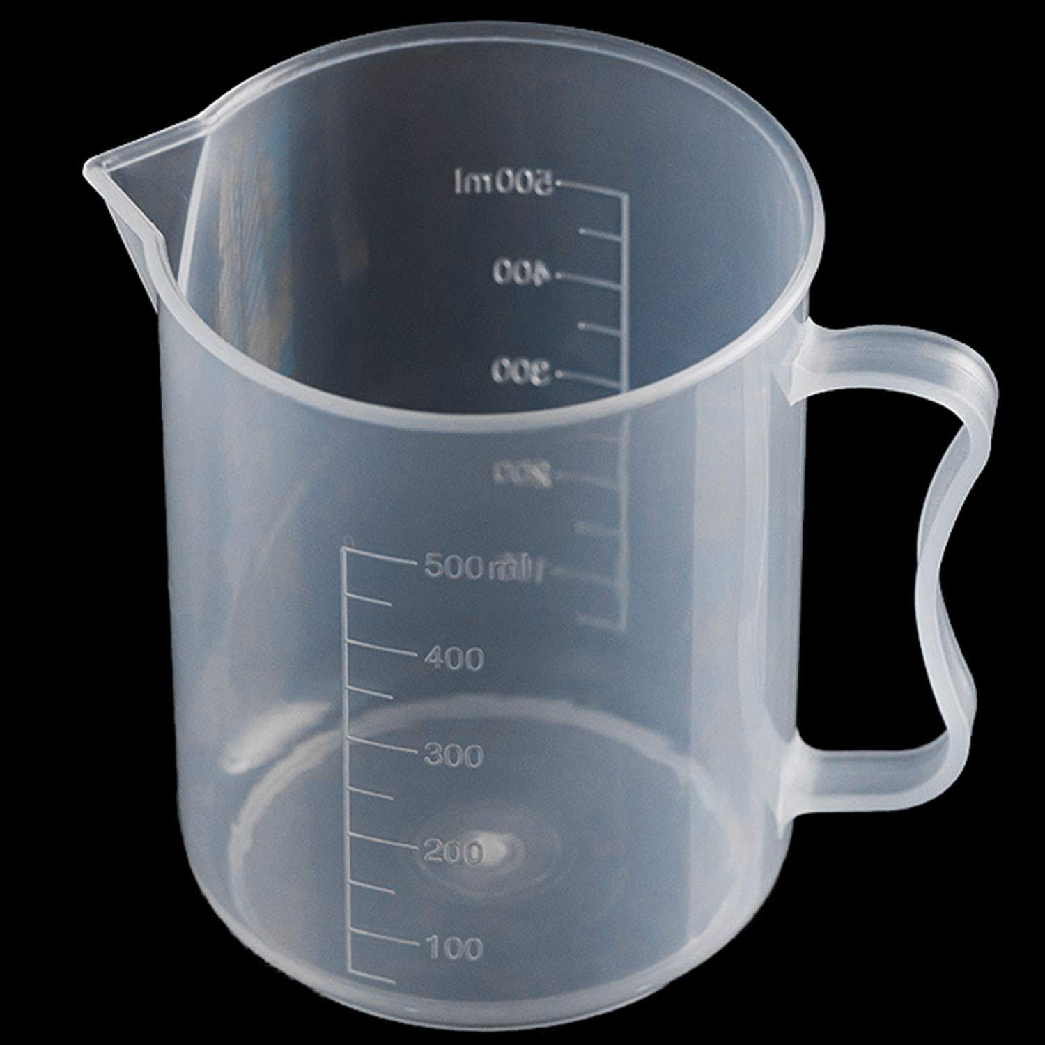 500ml Clear PP Plastic Graduated Measuring Cup with Handle - BPA-Free Liquid Measuring Beaker for Baking, Cooking, Lab Experiments & Milk Tea Preparation - Perfect for Kitchen, Laboratory & Coffee Shop Use