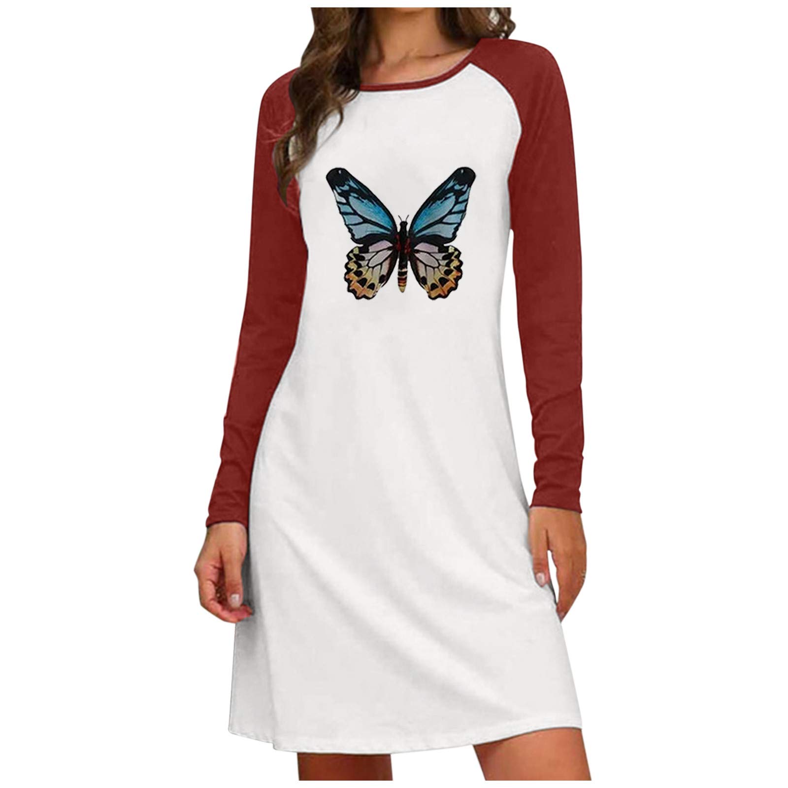LAILAIJU Women's Casual Loose Fit Wild Print Long Sleeve Cocktail Dress - Summer Party, Beach Vacation & Everyday Wear