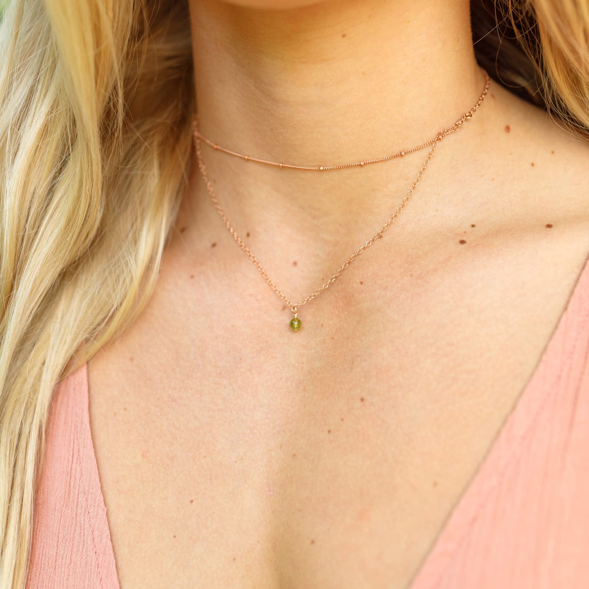 14K Rose Gold Filled Peridot Layered Choker Necklace - Elegant Layered Jewelry for Women, Perfect for Date Nights & Special Occasions