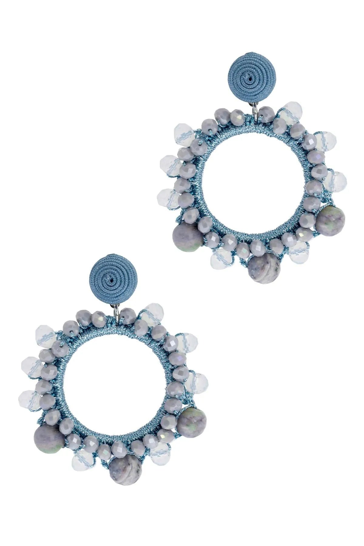 Sparkling Crystal Beaded Thread Hoop Earrings for Women - Elegant Dangle Earrings for Party, Wedding & Everyday Wear