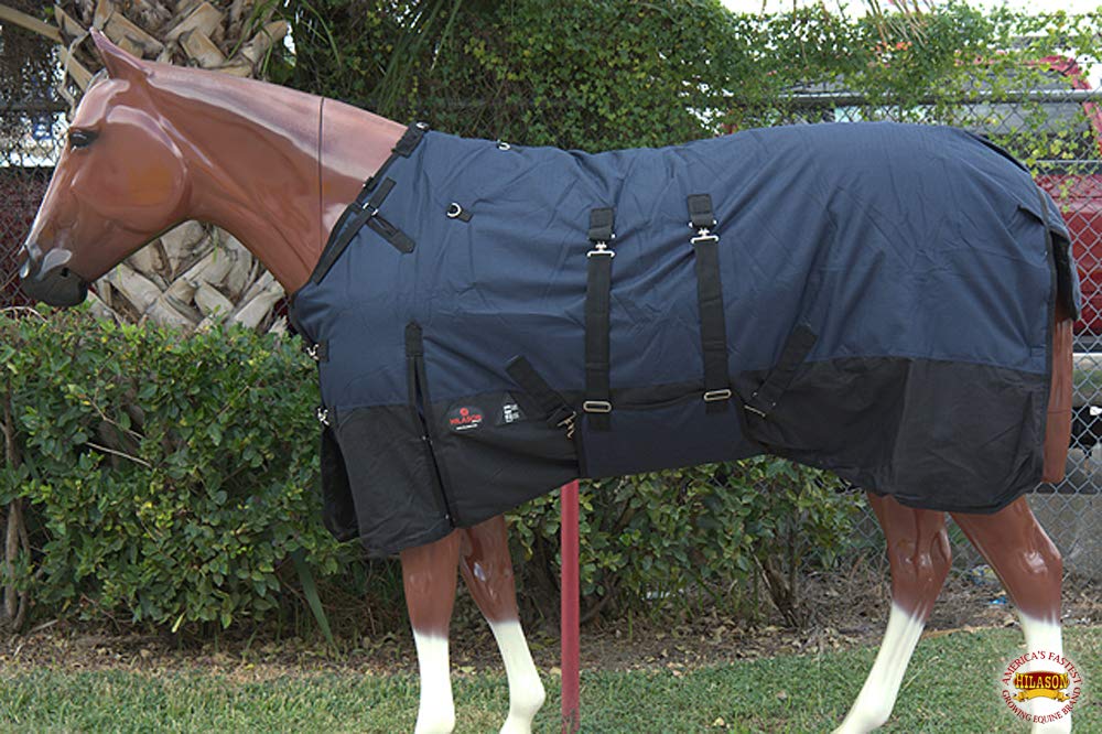HILASON 1200D Winter Waterproof Horse Blanket with Belly Wrap - Heavy Duty Turnout Blanket for Horses (72 Inches) - Ideal for Cold Weather Riding, Stable Use & Outdoor Turnout