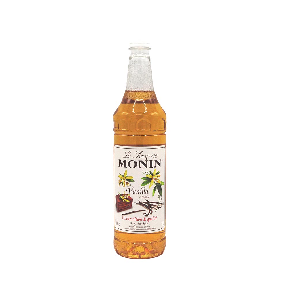 Monin Vanilla Syrup 33.8oz (1000ml) - Premium Flavoring for Coffee, Cocktails & Desserts - Plastic Bottle for Easy Pouring