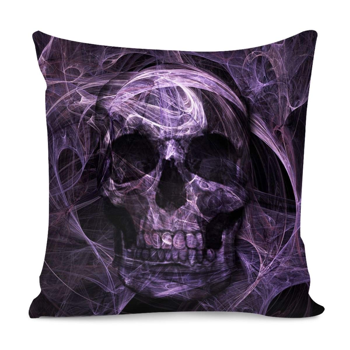 Purple Skull Print Decorative Throw Pillow Covers 18x18 Inches - Soft Cushion Cases for Sofa, Bedroom, Home & Car Decor - Gothic Home Accessories for Halloween, Living Room & Teen Bedroom Decor