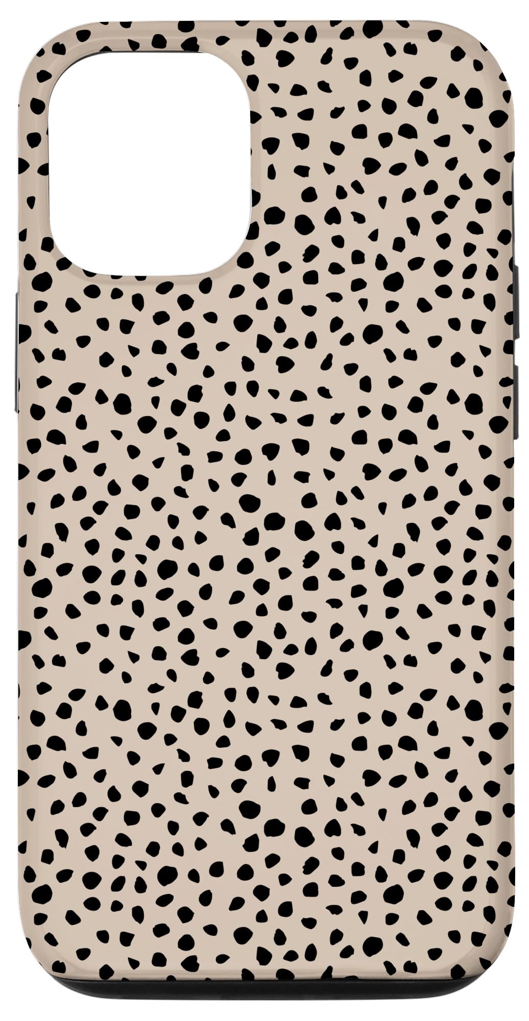 iPhone 12/12 Pro Case - Dalmatian Print with Brush Stroke Design, Black & Brown Spots on Almond Background | Slim Protective Cover for Daily Use, Work & Travel