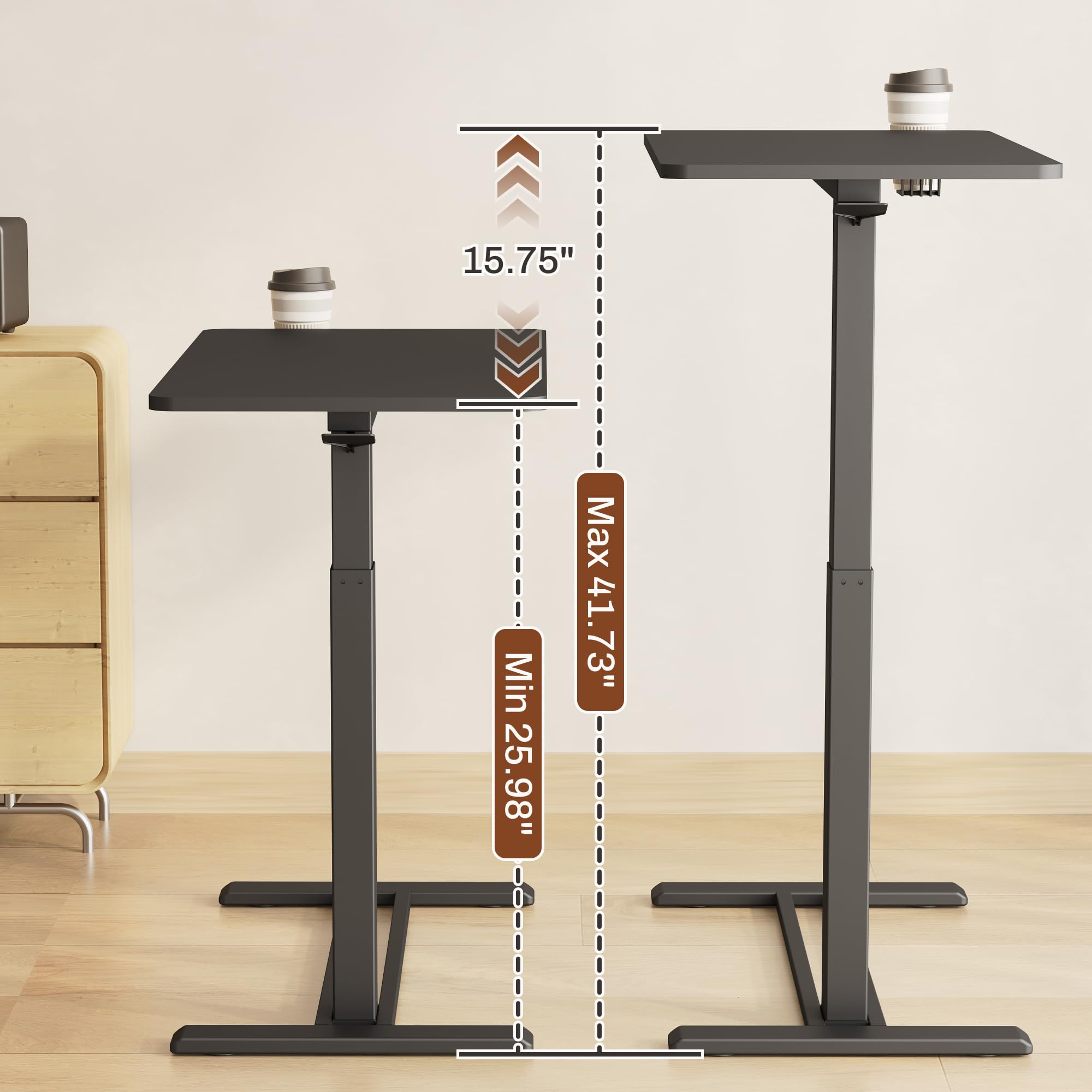 FLEXISPOT Mobile Standing Desk with Wheels - Adjustable Height Rolling Laptop Cart, Pneumatic Sit Stand Workstation for Home & Office (31.5