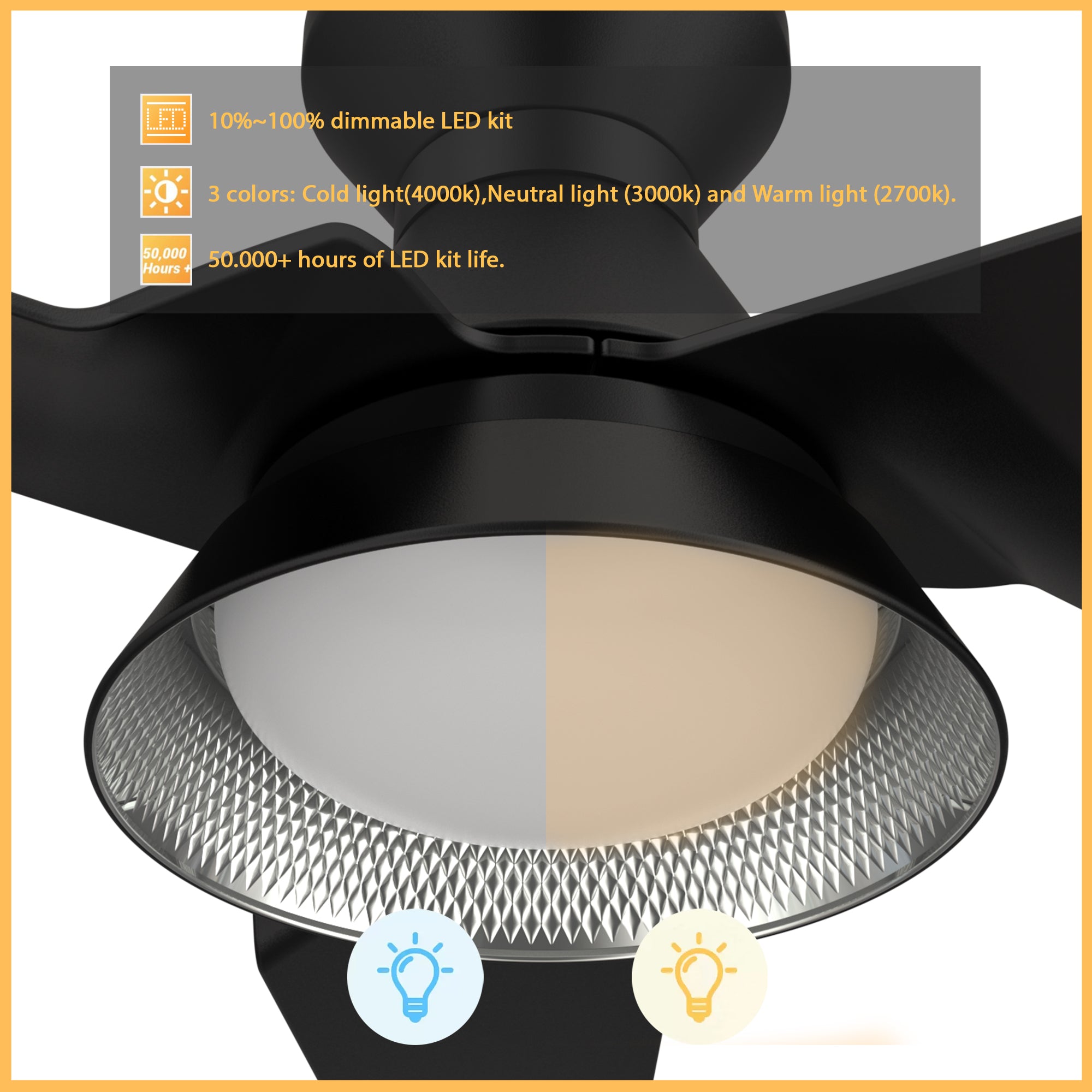 52 Inch Jett Low Profile Smart Ceiling Fan with LED Light and Remote Control - Perfect for Bedroom, Living Room, and Home Office