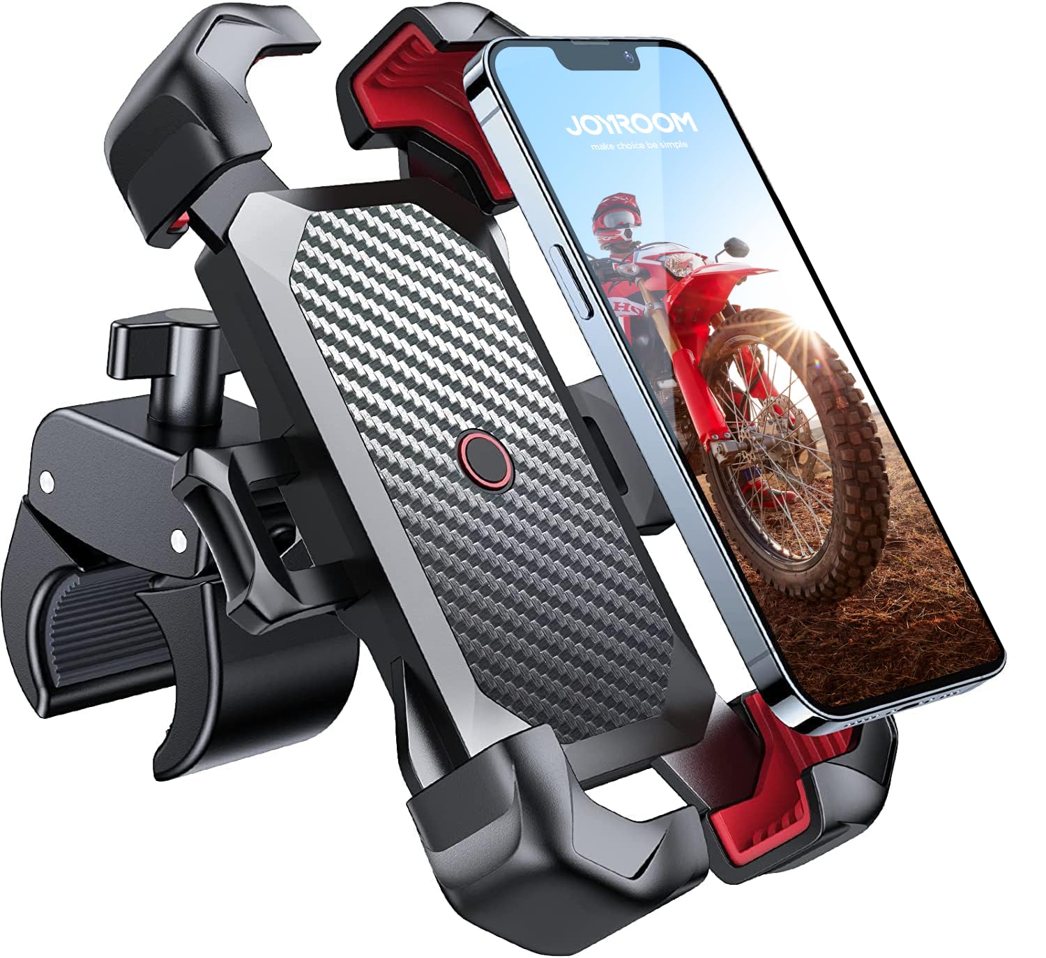JOYROOM 2025 Bike Phone Holder - 1 Second Lock Military Anti-Vibration Motorcycle Phone Mount, Universal Handlebar Bracket for iPhone 16, Samsung S24 (4.7