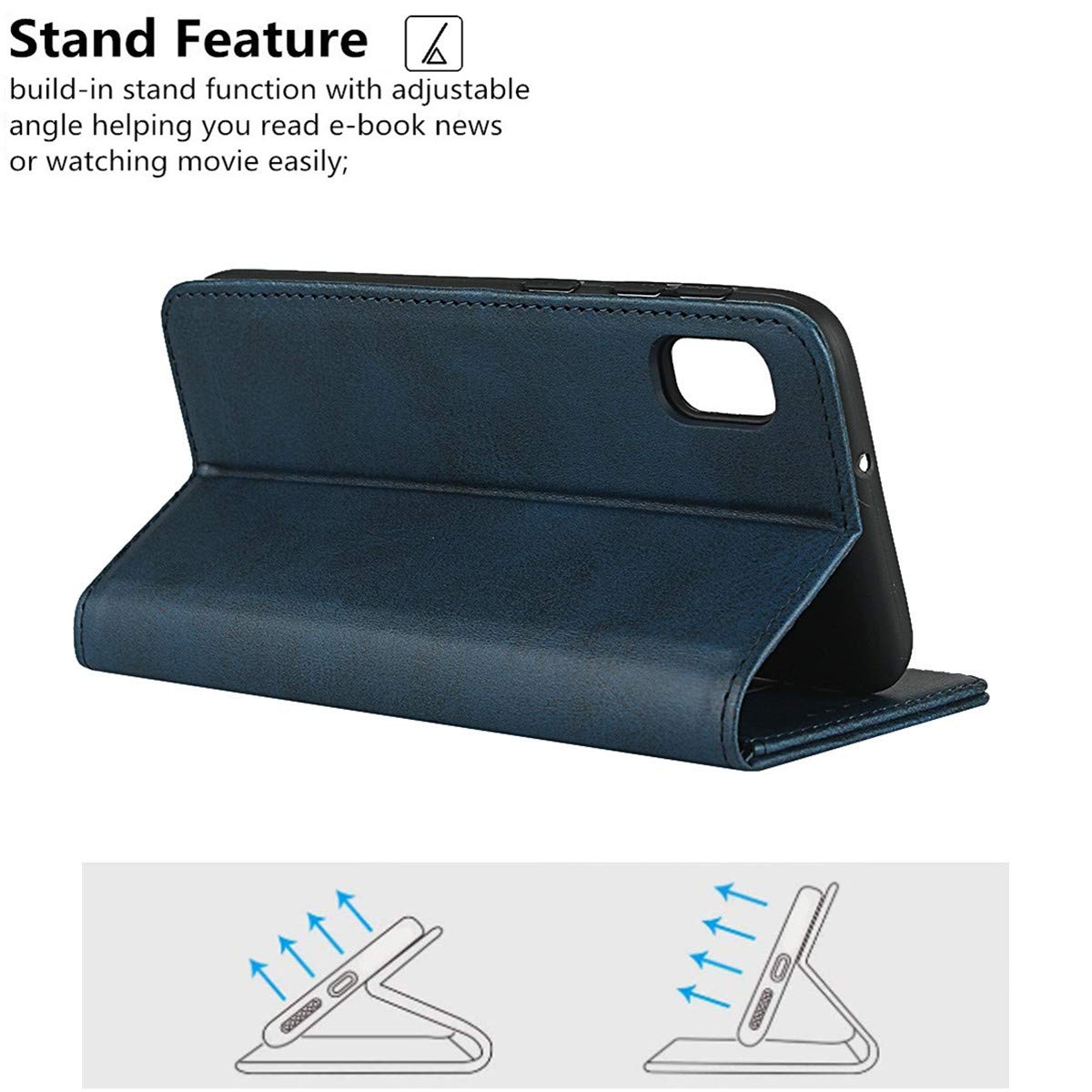 Premium PU Leather Magnetic Wallet Case for Samsung Galaxy A10e - Flip Cover with Card Slots & Kickstand, Navy Blue | Perfect for Work, Travel & Everyday Protection
