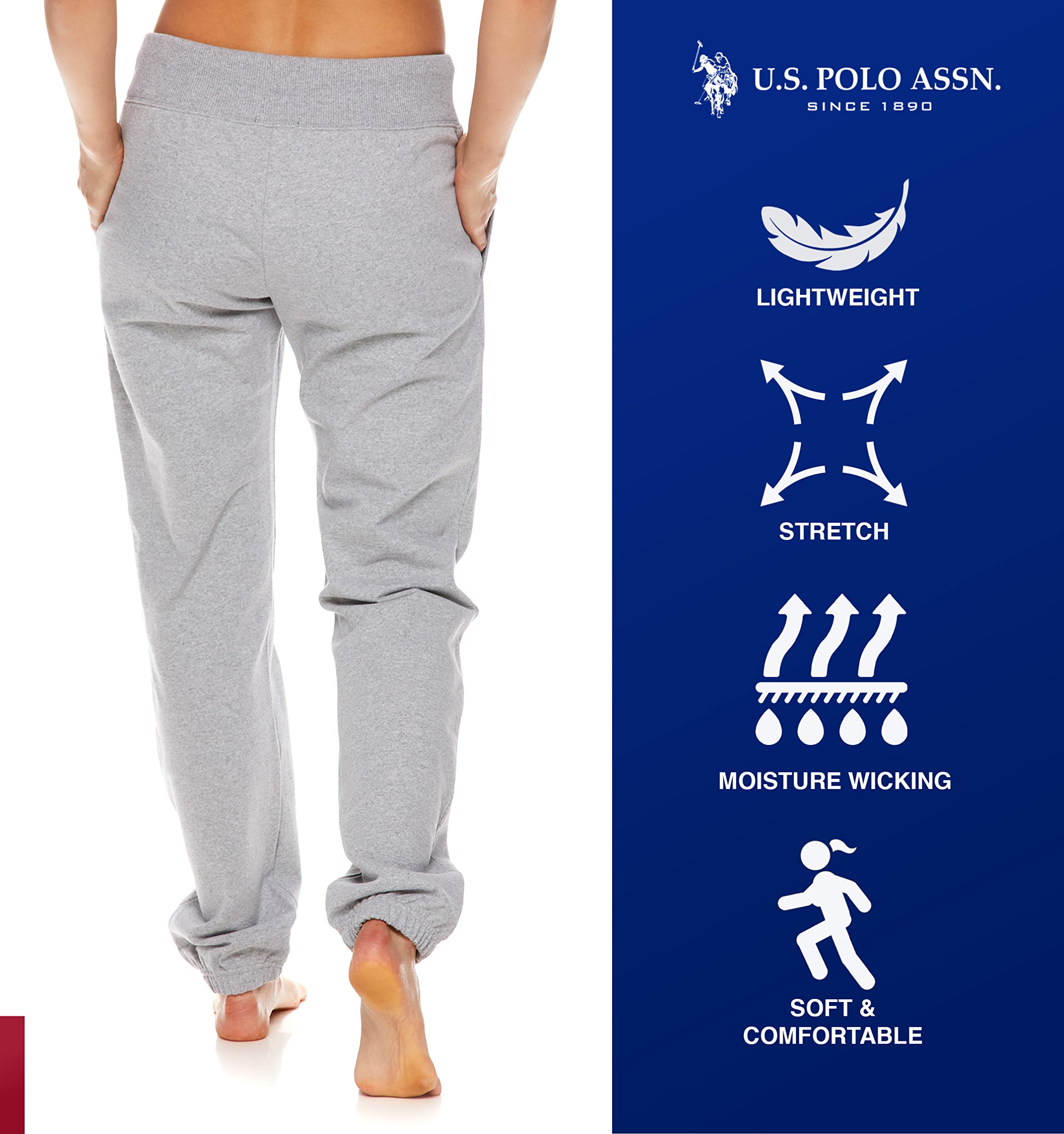 U.S. Polo Assn. Women's Essential Sweatpants with Pockets - Soft & Breathable French Terry Joggers for Women | Perfect for Lounge, Workout & Casual Wear
