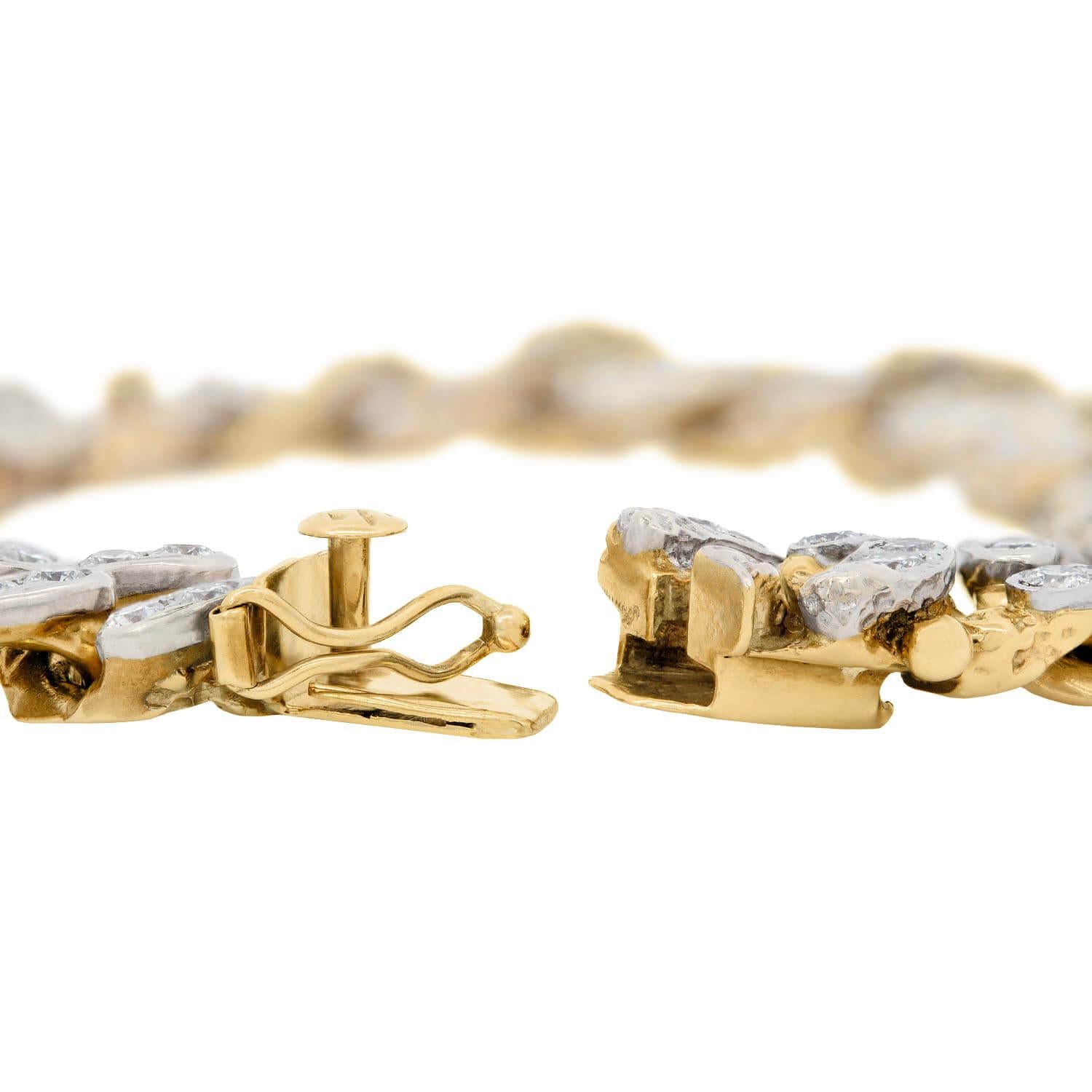 Vintage 14k Gold & Platinum Diamond Cuban Link Bracelet for Men - Luxury Hip Hop Jewelry Gift for Birthday, Anniversary & Special Occasions