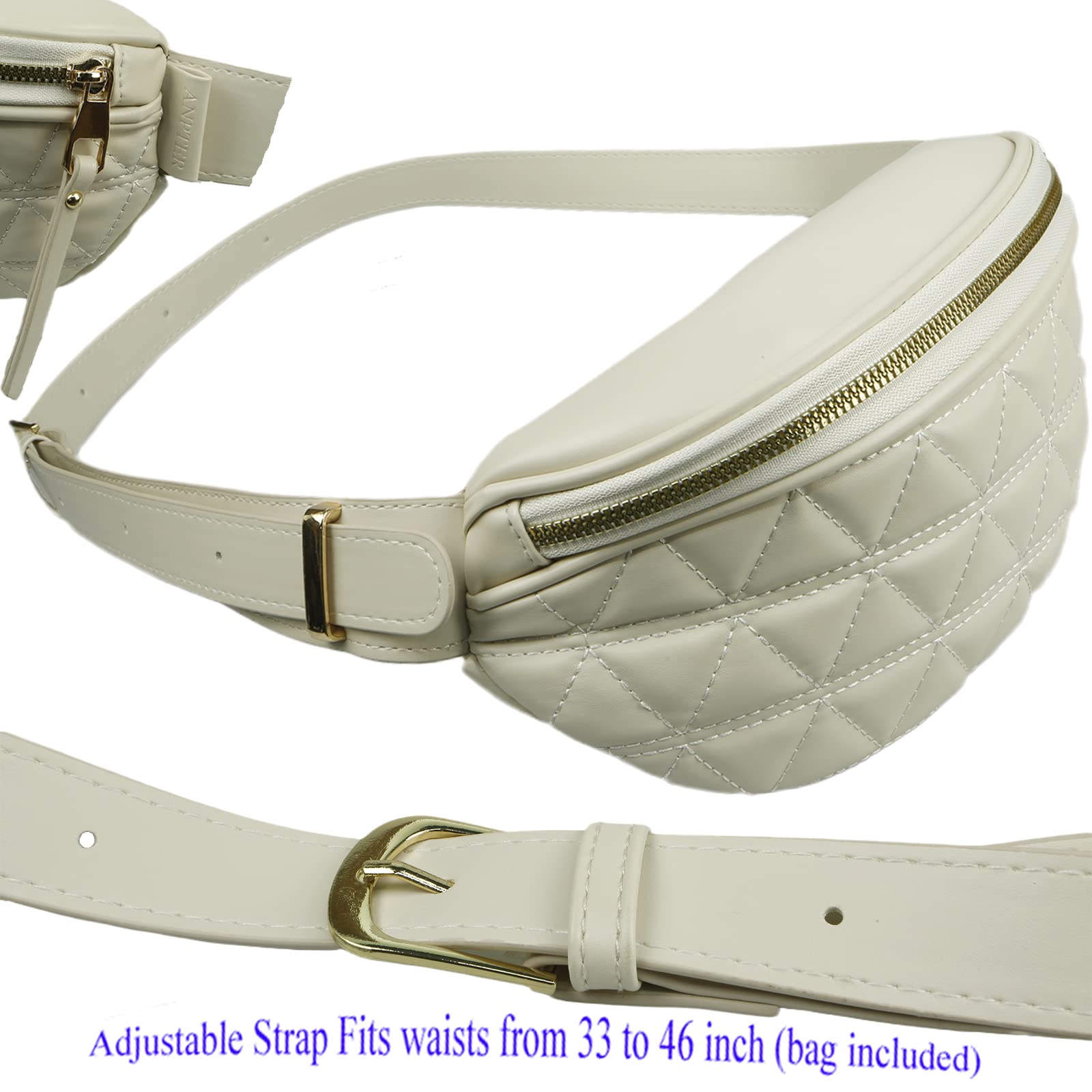 Women's Fashion Quilted Fanny Pack - Crossbody Waist Bag for Sports, Workout & Travel | Hands-Free Belt Purse for Gym, Hiking, Shopping & Daily Use