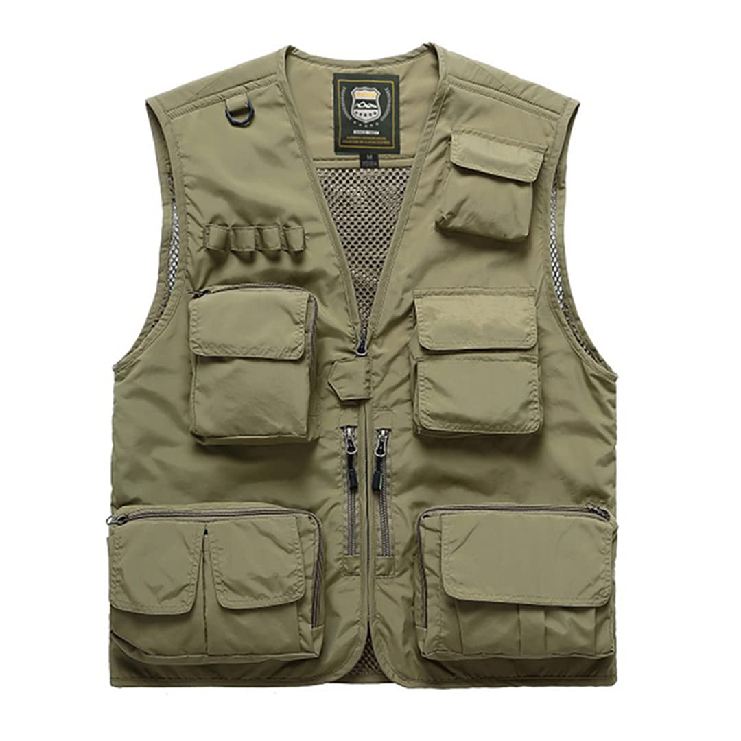 **Men's Breathable Mesh Fishing Vest with Multiple Pockets - Lightweight Outdoor Gear for Fishing, Hunting & Hiking - Black 4XL - Ideal for Anglers & Outdoor Enthusiasts**