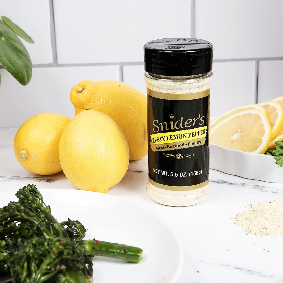Snider's Zesty Lemon Pepper Seasoning 5.5 oz - Premium All-Natural Spice Blend for Chicken, Fish, Vegetables & More | Perfect for Grilling, Roasting & Everyday Cooking