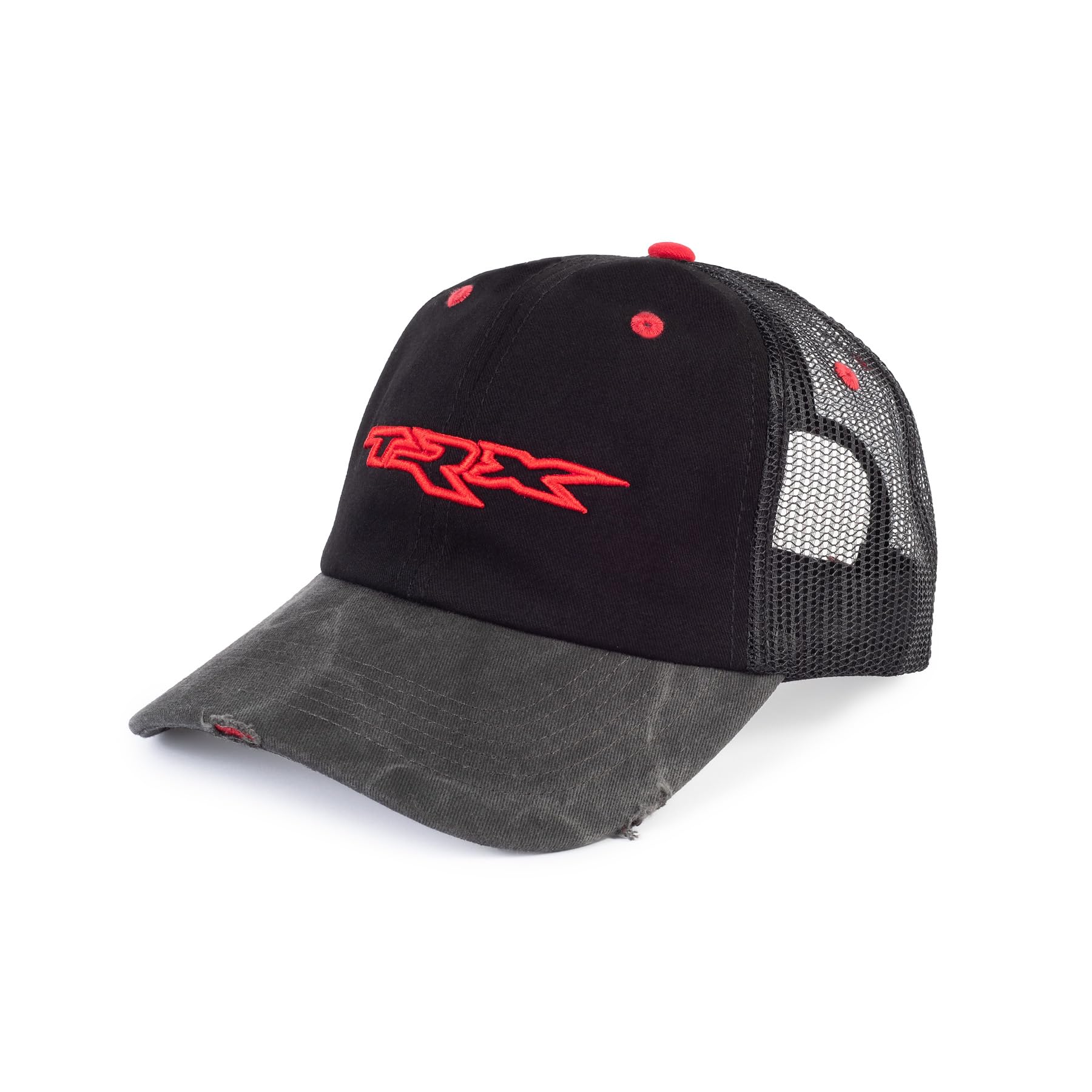 RAM Trucks Distressed TRX Custom Trucker Hat - Unstructured 6-Panel, One Size Black - Perfect for Outdoor Adventures and Casual Wear