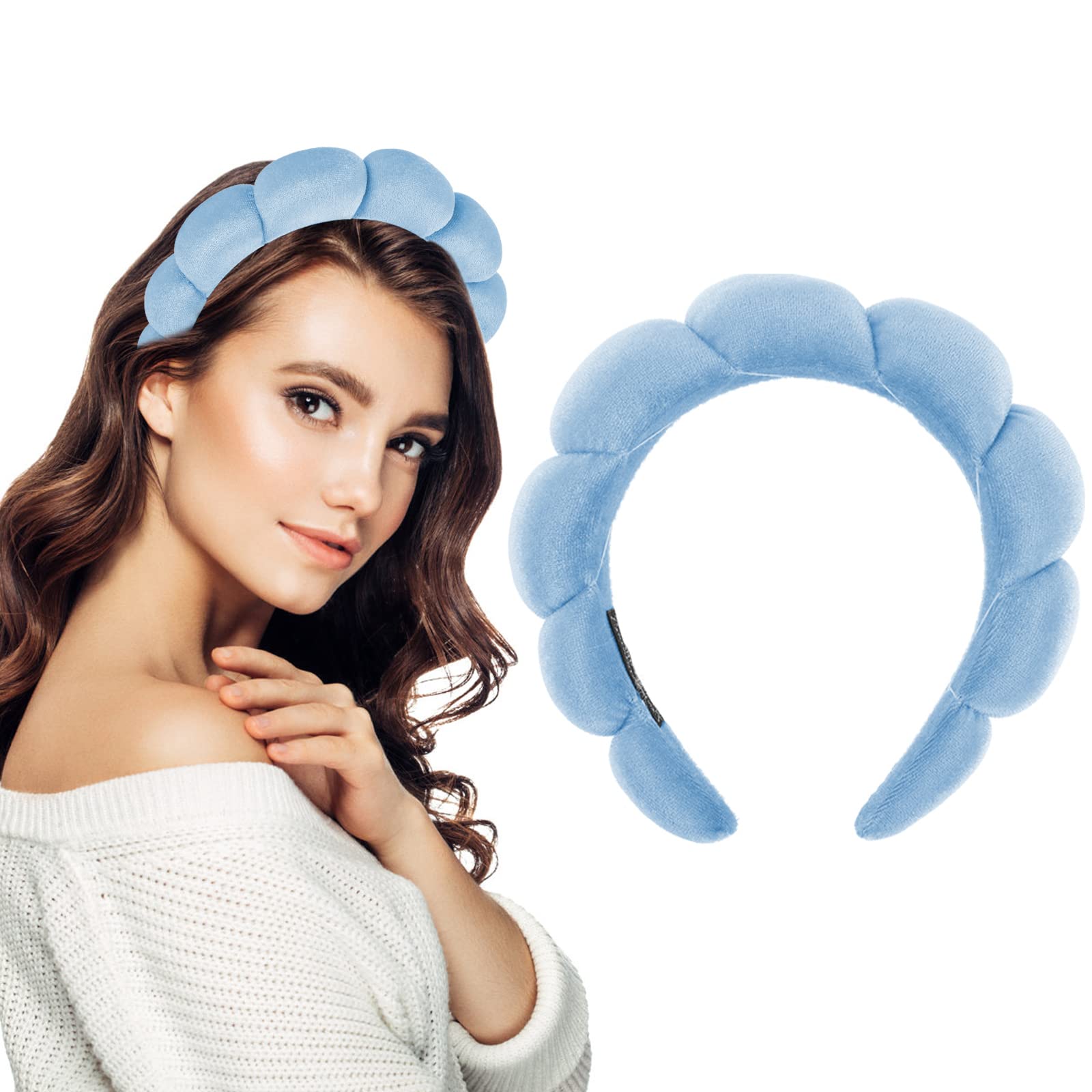 Soft Terry Cloth Spa Headband for Women - Makeup & Skincare Hairband for Washing Face, Makeup Removal, Shower & Beauty Routine (Blue) | Perfect for Home Spa, Facial Care & Relaxation