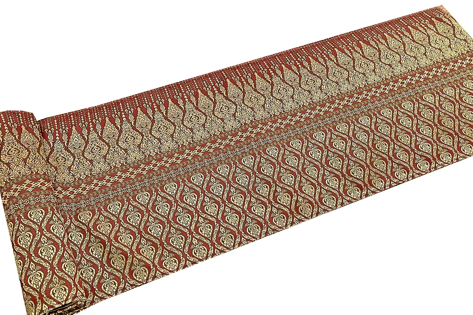 AMORNPHAN Traditional Thai Silk Damask Brocade Table Runner & Placemats Set - Handwoven 100% Silk Dining Table Decor (1 Runner + 4 Placemats) - Elegant Table Setting for Weddings, Parties & Home Decor