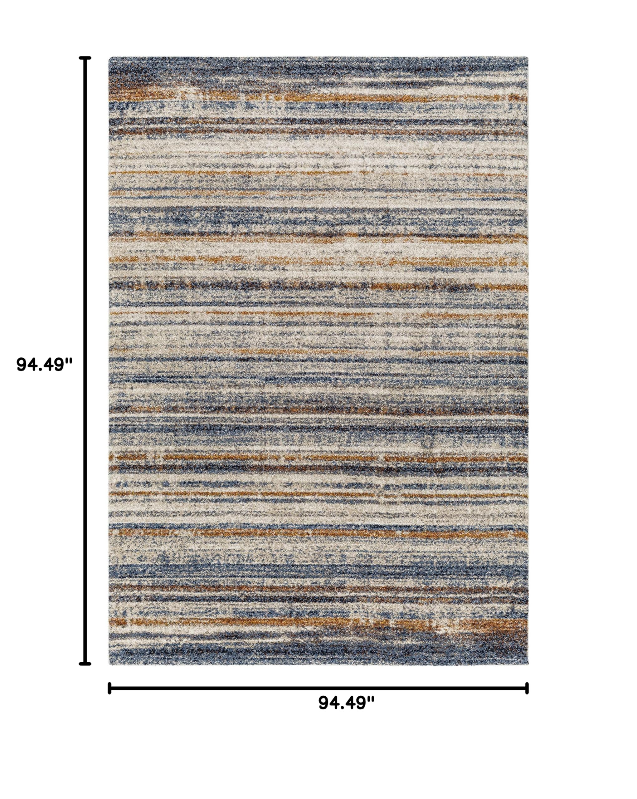 Premium Hauteloom Dumaguil Area Rug - Soft High Pile Living Room & Bedroom Carpet - Blue, Yellow, Brown 7'10