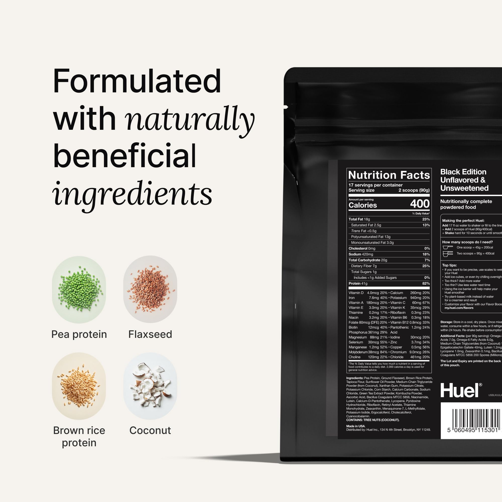 Huel Black Edition Vanilla Vegan Protein Powder - 40g Nutritionally Complete Meal with 27 Vitamins & Minerals | Gluten Free, 17 Servings | Plastic-Free (No Scoop Included) | Perfect for Post-Workout Recovery & Healthy Meal Replacement