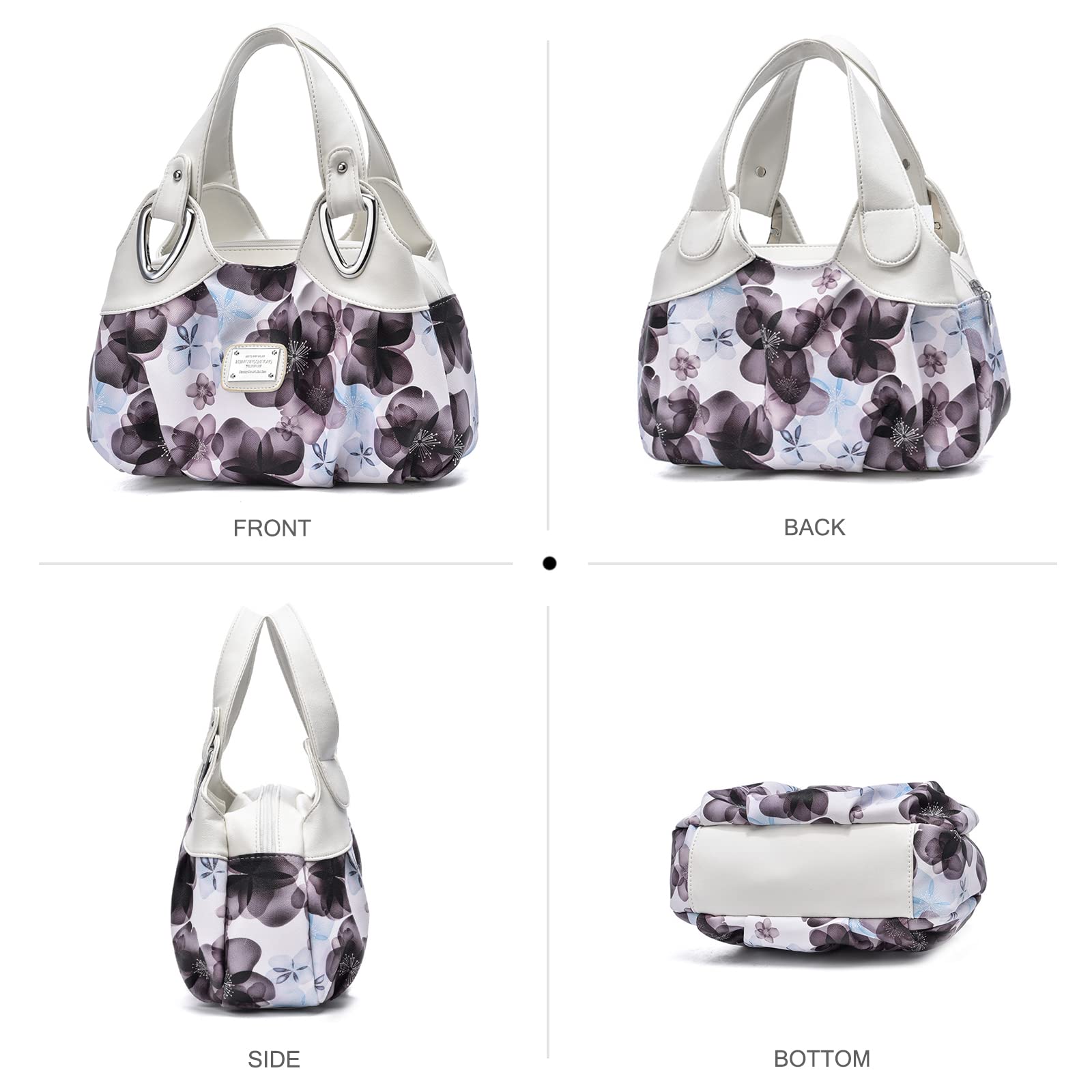 Nicole & Doris Women's Fashion Handbags - Elegant Top Handle Floral Shoulder Bags in PU Leather | Perfect for Work, Travel & Special Occasions