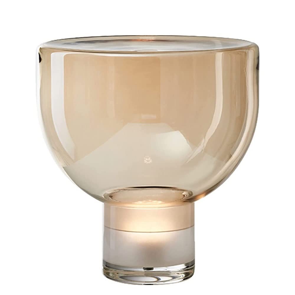 Modern Wine Glass Shaped Translucent Desk Lamp - Creative Cylindrical Glass Base Table Lamp for Bedroom, Living Room, Office & Dorm | Perfect Reading Light, Nightstand Decor & Study Lamp