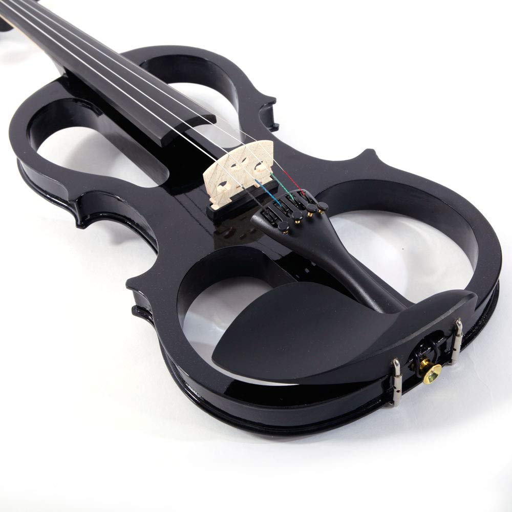 Professional 4/4 Full Size Electric Violin Kit for Adults & Students - Beginner Friendly Violin Set with Hard Case, Bow, Rosin & Headphones (Black) | Perfect for Practice, Performances & Studio Recording