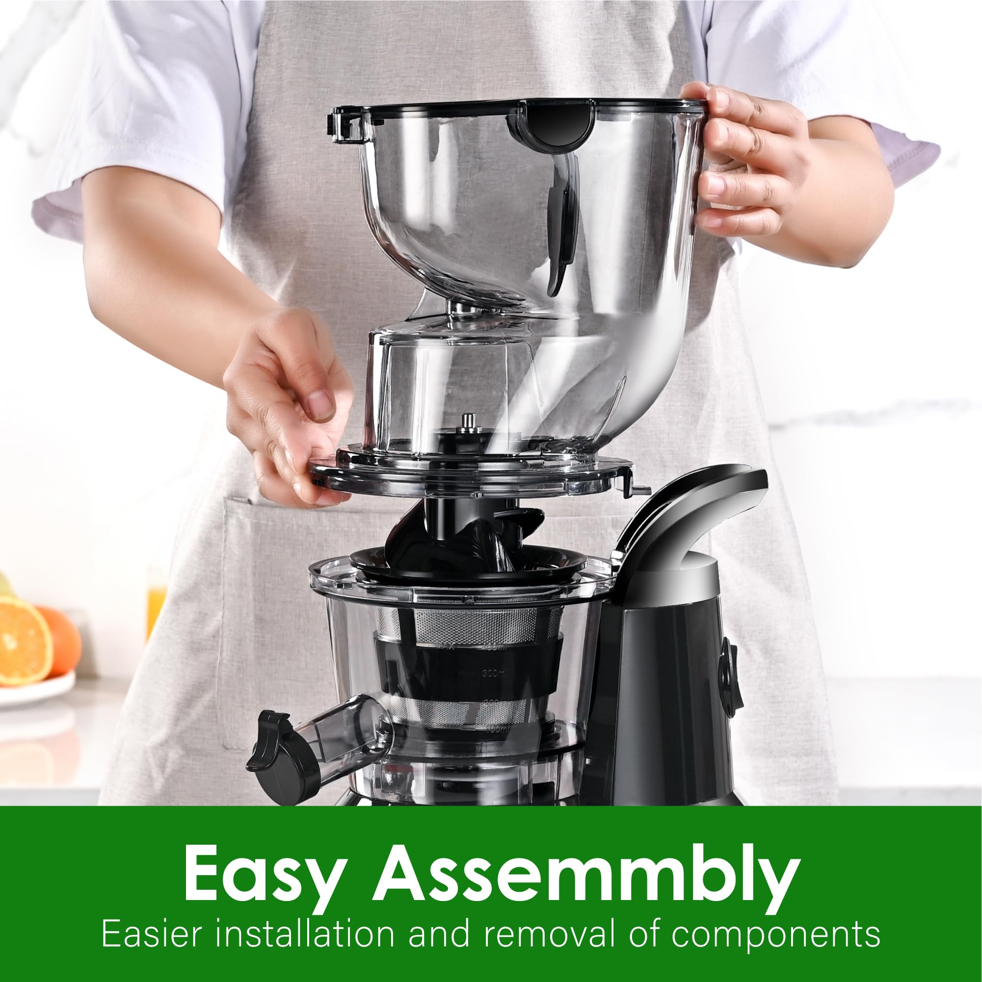 Premium Cold Press Juicer Machine - Slow Masticating Juicer with 3.26