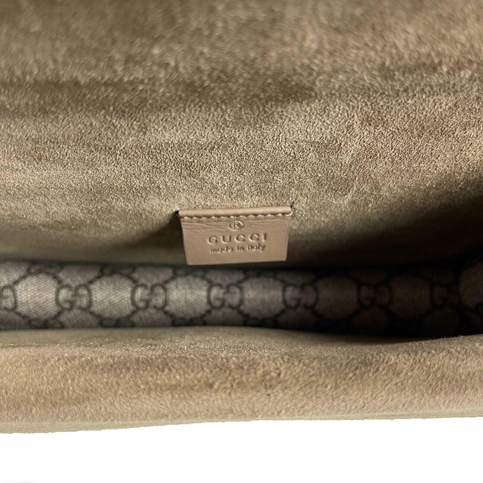 Authentic Gucci GG Supreme Monogram Suede Crystal Small Dionysus Brown Handbag - Luxury Designer Crossbody Bag for Women, Perfect for Evening Parties & Date Nights