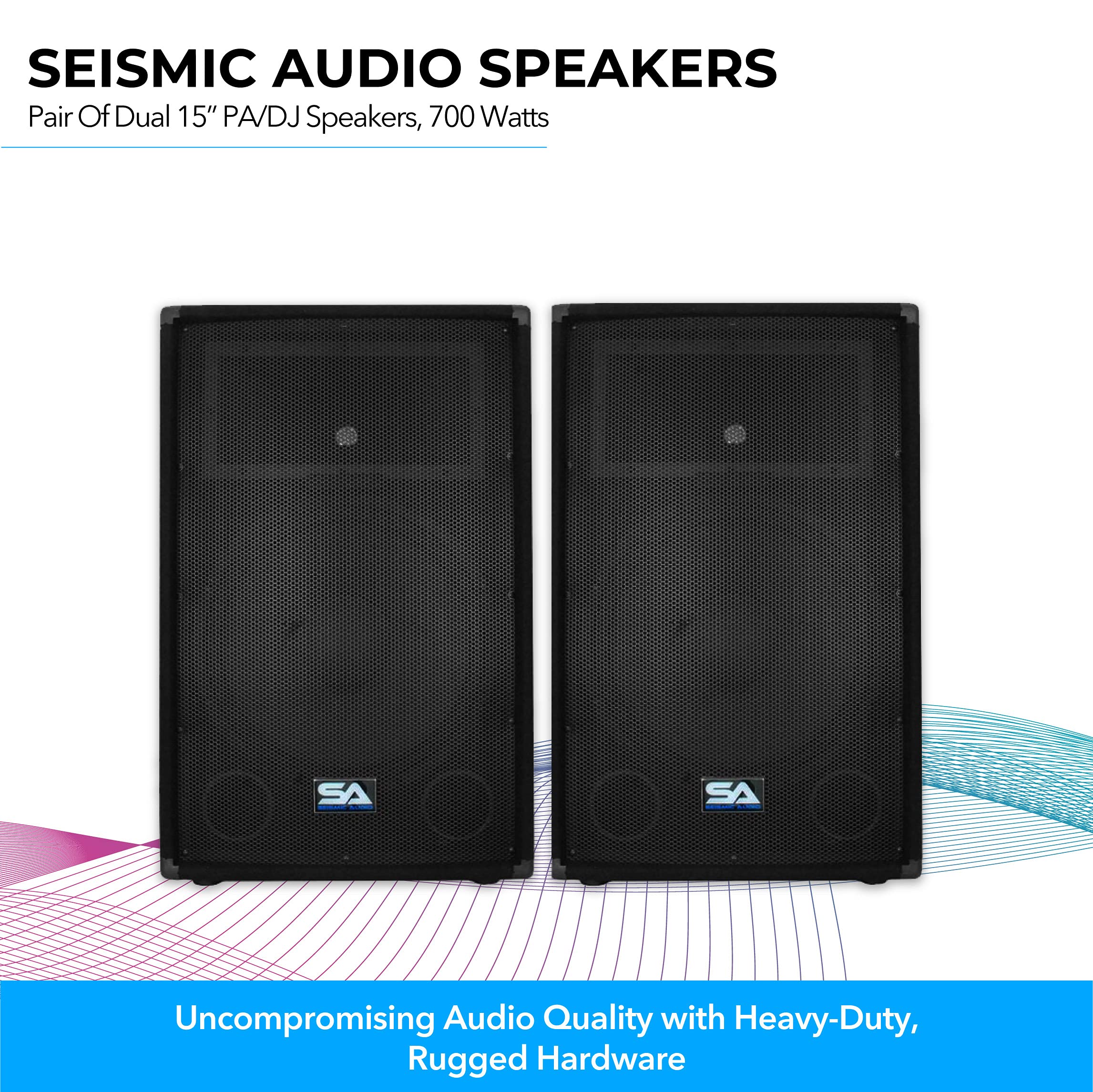 Seismic Audio 15” PA/DJ Speakers Pair - 700 Watt PRO Audio Speakers for Live Performances, Events, and Parties