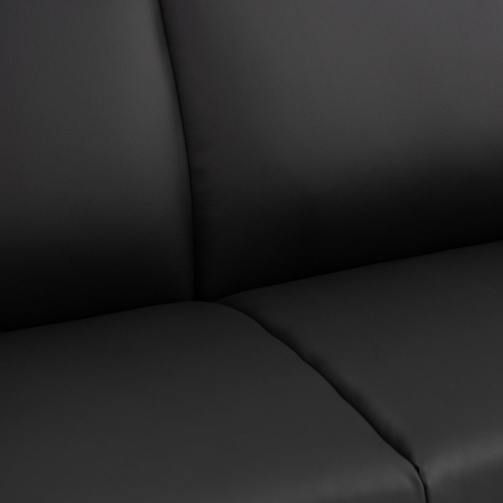 Premium 3-Seater Lounge Sofa in Black & Walnut - Modern Living Room Furniture for Relaxing & Entertaining