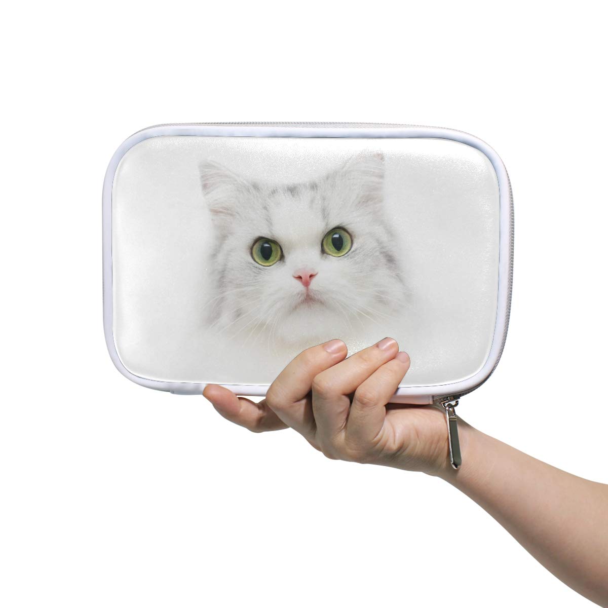 Cute Animal Cat Makeup Brush Bag - Travel Organizer Cosmetic Pouch & Passport Holder for Men & Women | Perfect for Daily Makeup Storage, Travel Essentials, and Office Supplies