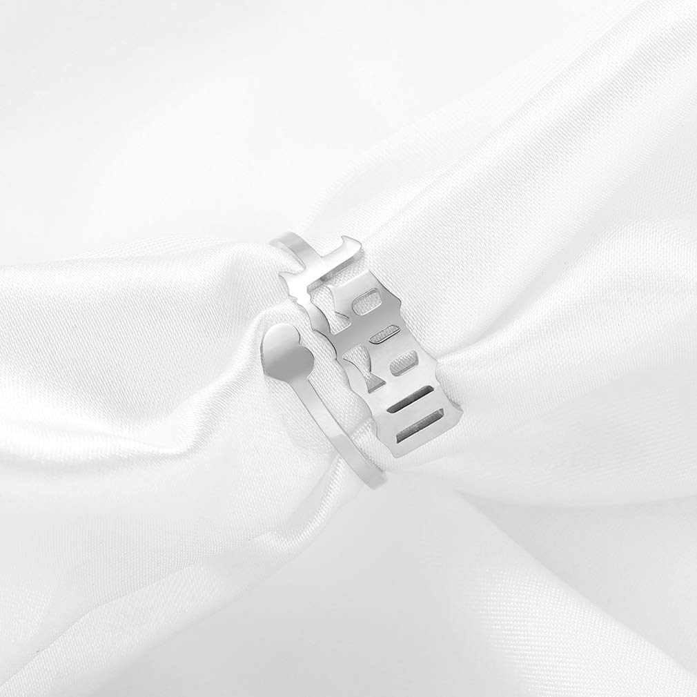SKQIR Adjustable Initial Number Birth Year Open Ring for Women - Gold/Silver Stainless Steel Promise Ring, Engagement Wedding Band - Perfect Anniversary Gift for Her, Birthday Present, Valentine's Day Jewelry (Great for Everyday Wear & Special Occasions)
