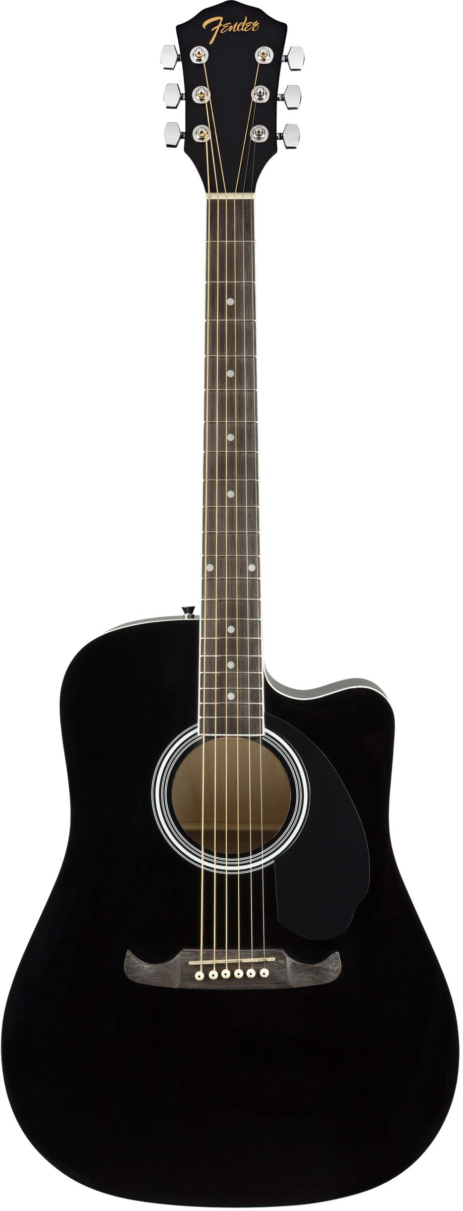 Fender FA-125CE Dreadnought Cutaway Acoustic-Electric Guitar Bundle - Black with Gig Bag, Strap, Strings, Picks & Online Lessons | Perfect for Beginners, Live Performances and Home Practice