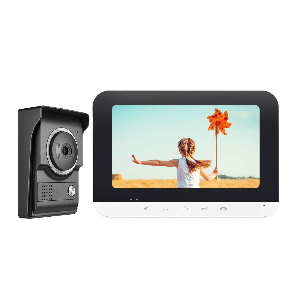 WOLILIWO 7 Inch Video Doorbell Intercom System with Camera & Monitor - 2-Way Audio, IR Night Vision, Weatherproof, Remote Unlock - Ideal for Home Security, Apartment Entry, and Smart Access Control