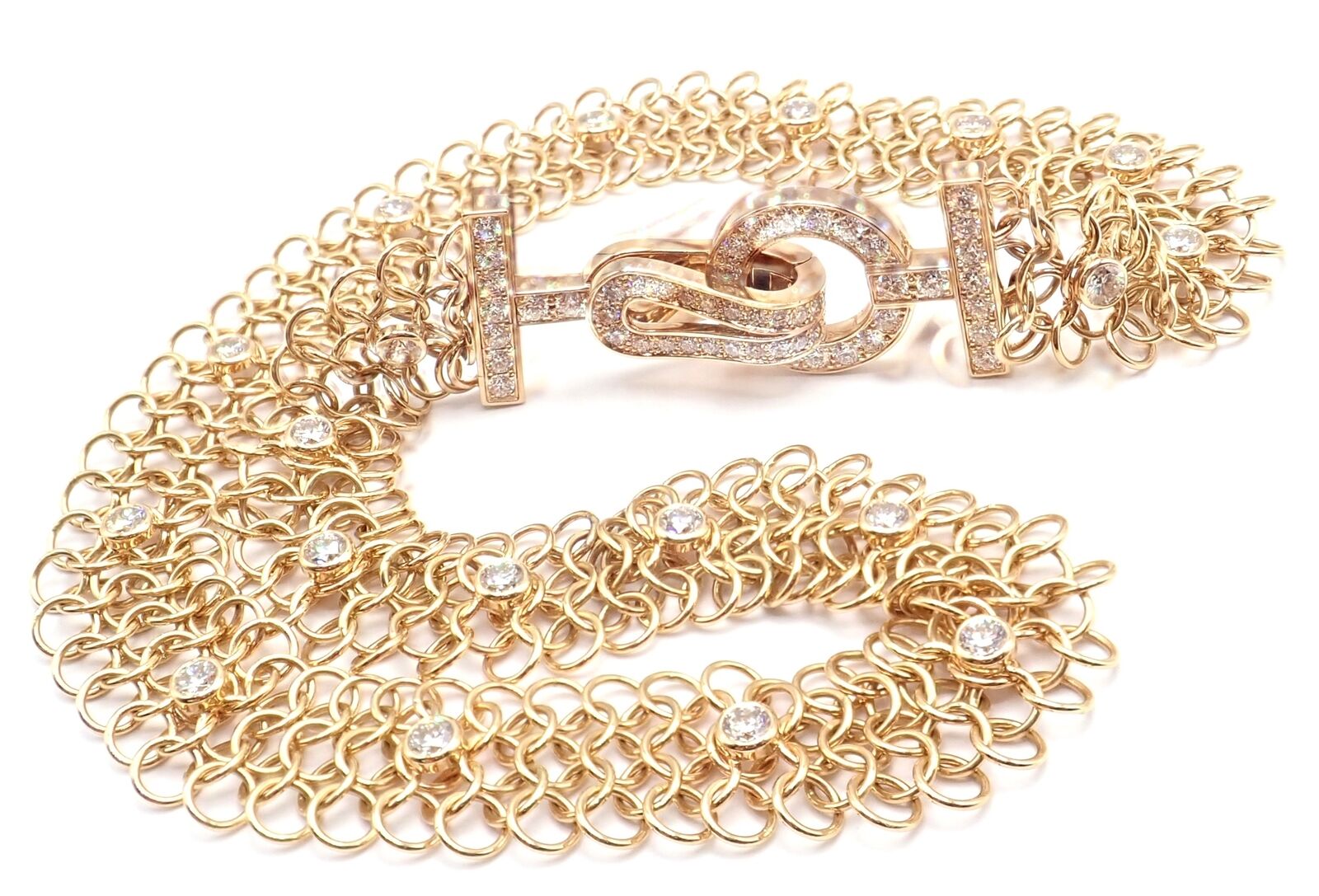 Authentic Cartier Agrafe 18k Rose Gold Diamond Link Bracelet - Size 17 - Luxury Jewelry Gift for Women - Perfect for Anniversaries, Weddings & Special Occasions