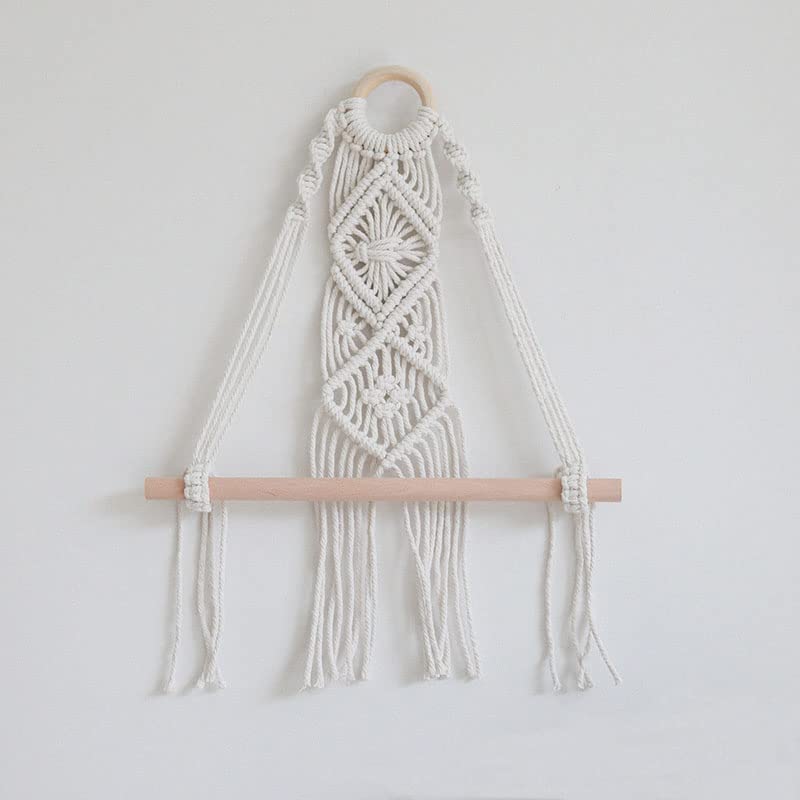 EZUME Wall Mount Paper Towel Holder - Boho Wooden Toilet Paper Rack, Handmade Woven Cotton Rope Hanging Decor for Bathroom, Kitchen, Bedroom & Living Room - Single Layer Tissue Storage Organizer | Perfect for Farmhouse, Bohemian & Rustic Home Decor
